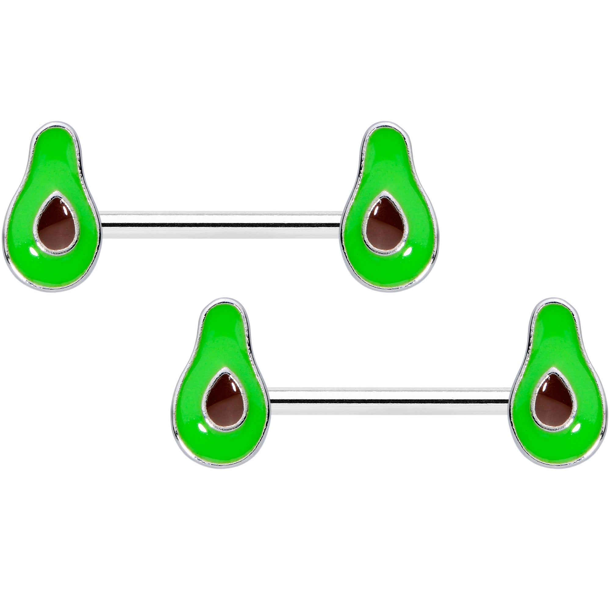 14G 9/16 Groovy Green Avocado Barbell Nipple Ring Set