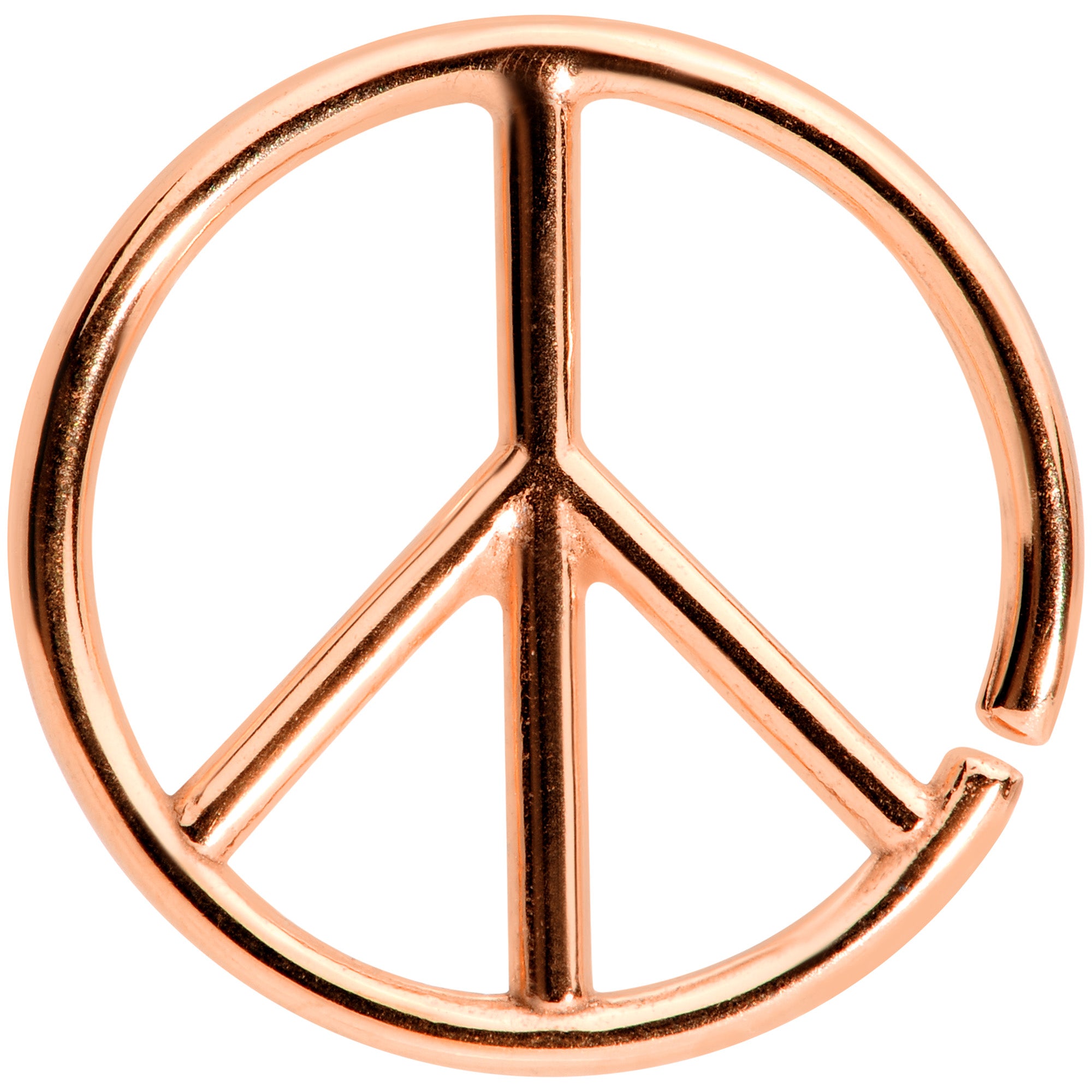 16G 1/4 Rose Gold Tone Retro Peace Sign Closure Ring