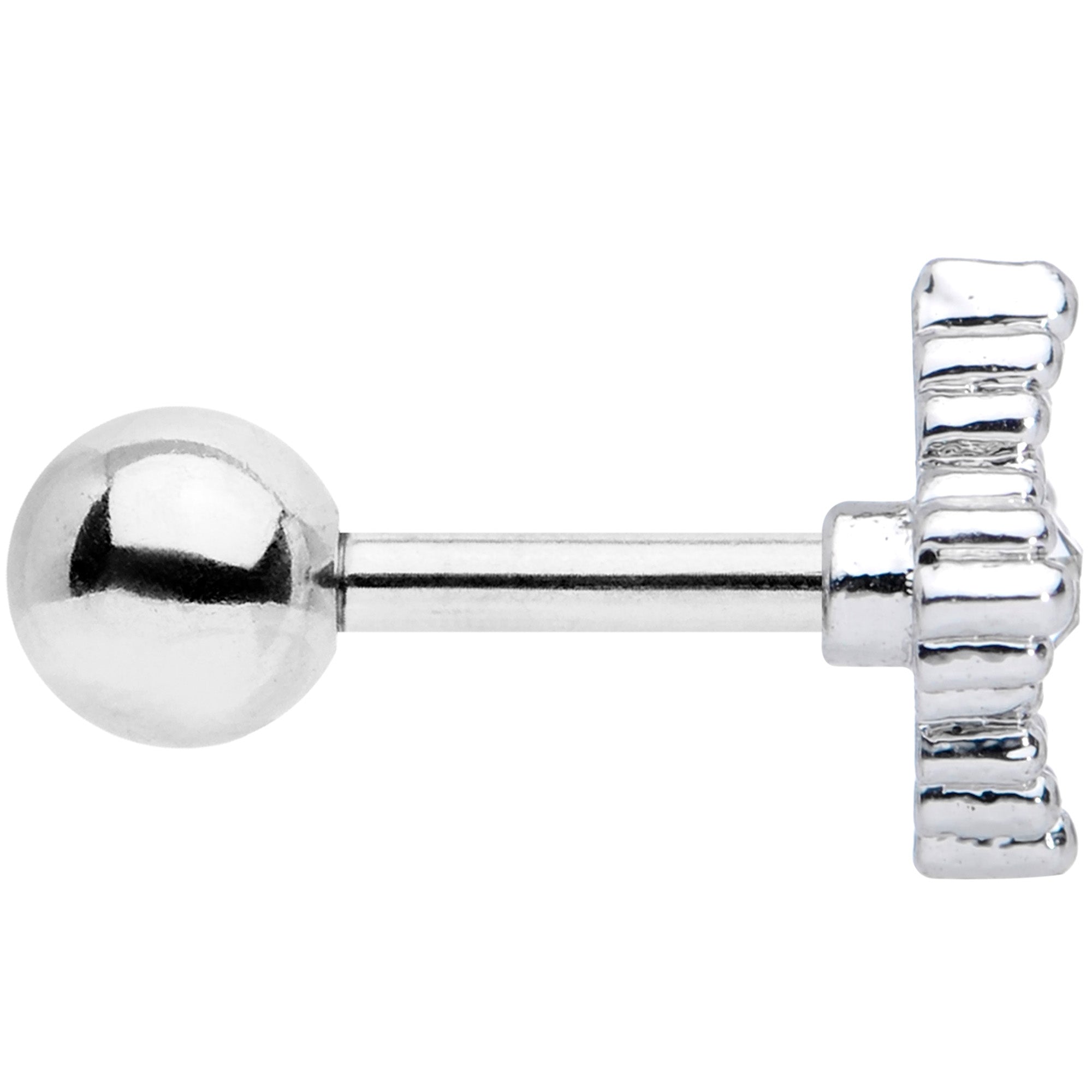 16G 1/4 Clear Gem Textured Cross Cartilage Tragus Earring