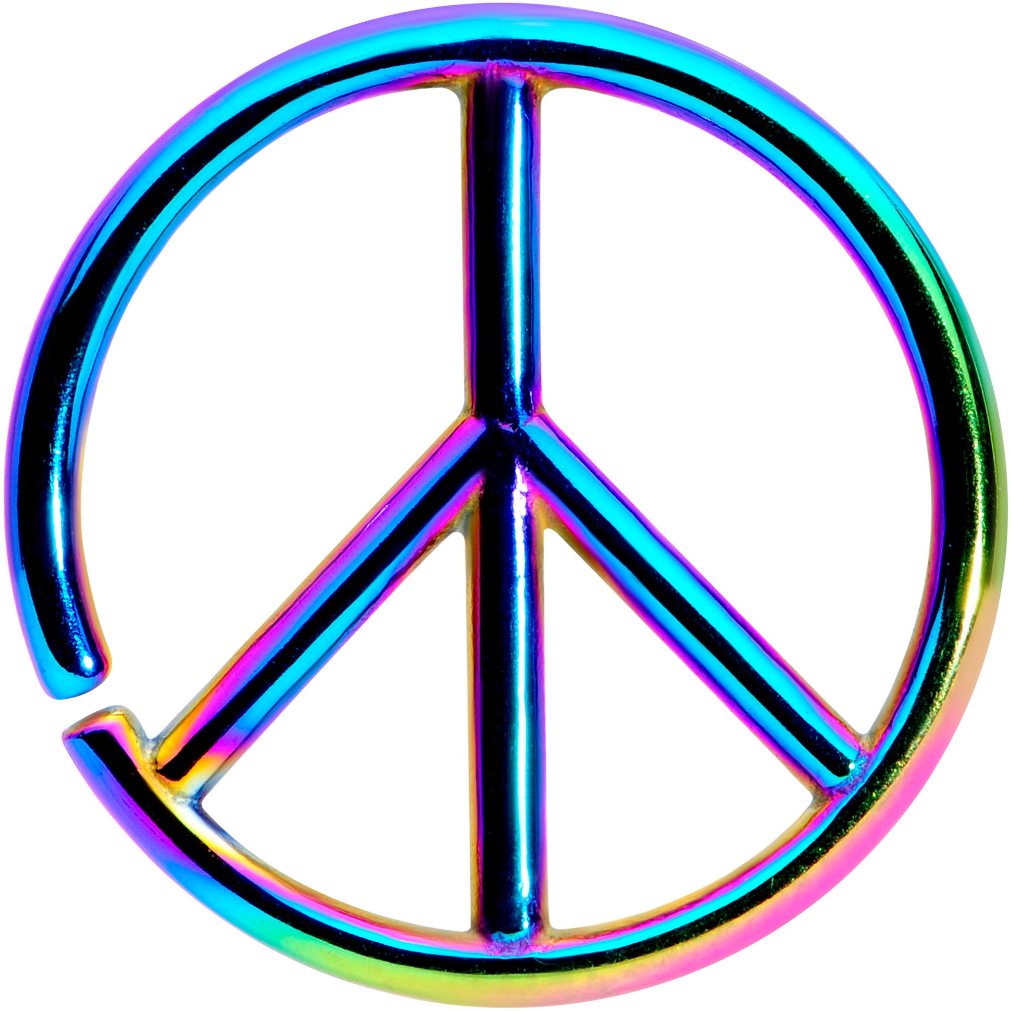 16G 1/4 Rainbow Retro Peace Sign Closure Ring