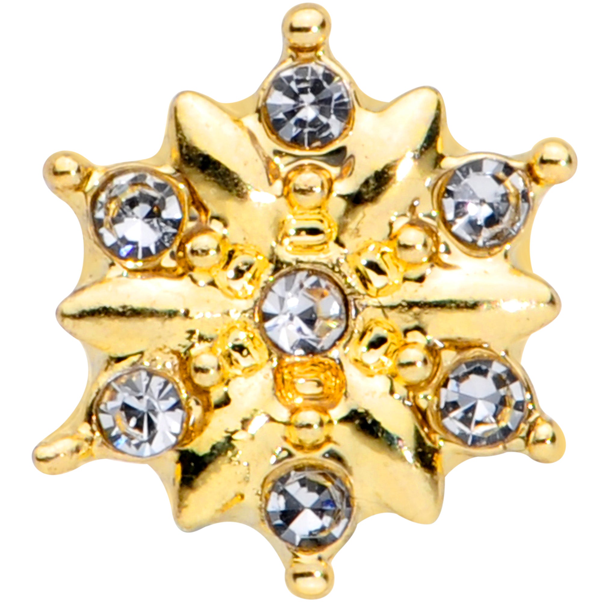 16G 1/4 Clear Gem Gold Tone Finery Flower Cartilage Earring