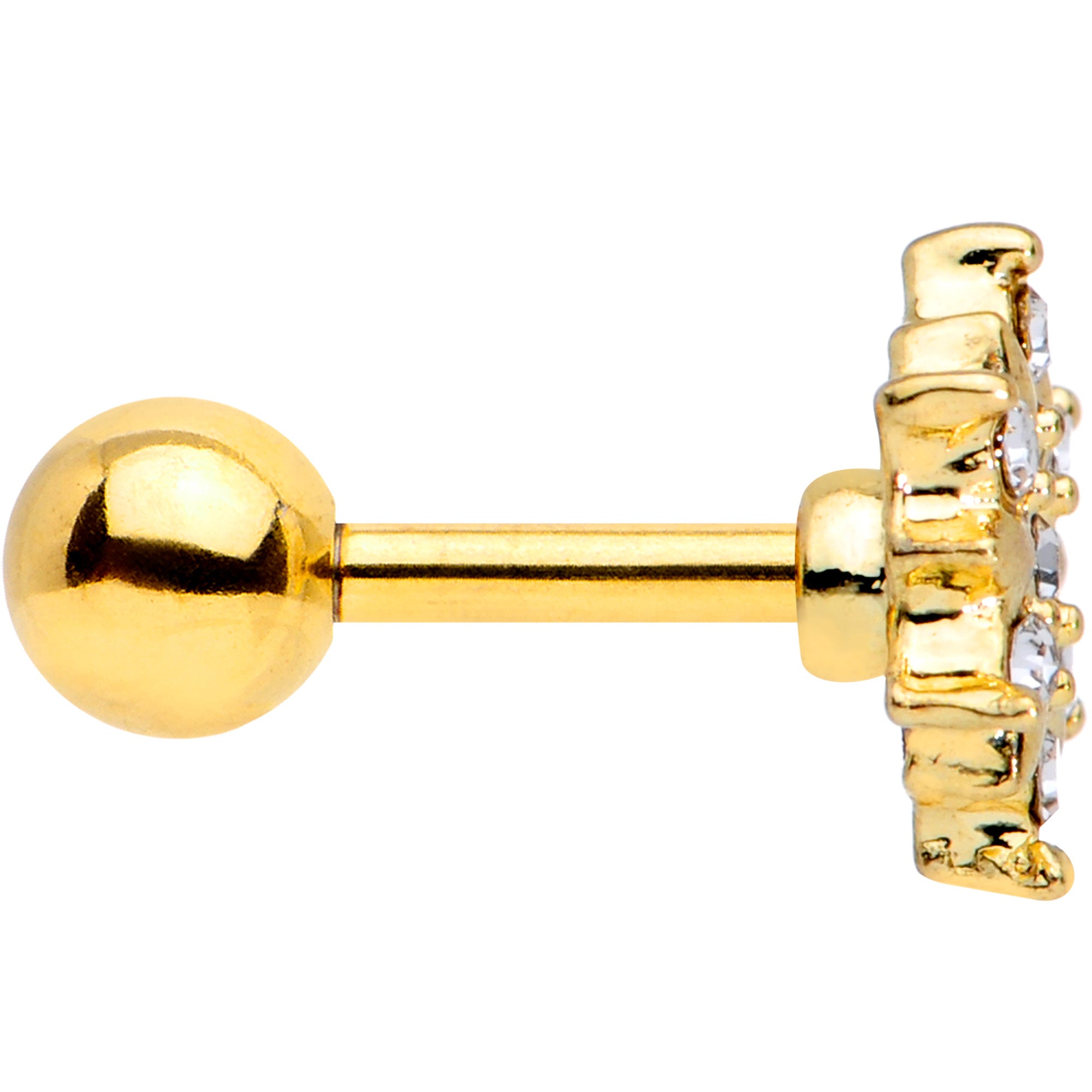 16G 1/4 Clear Gem Gold Tone Finery Flower Cartilage Earring