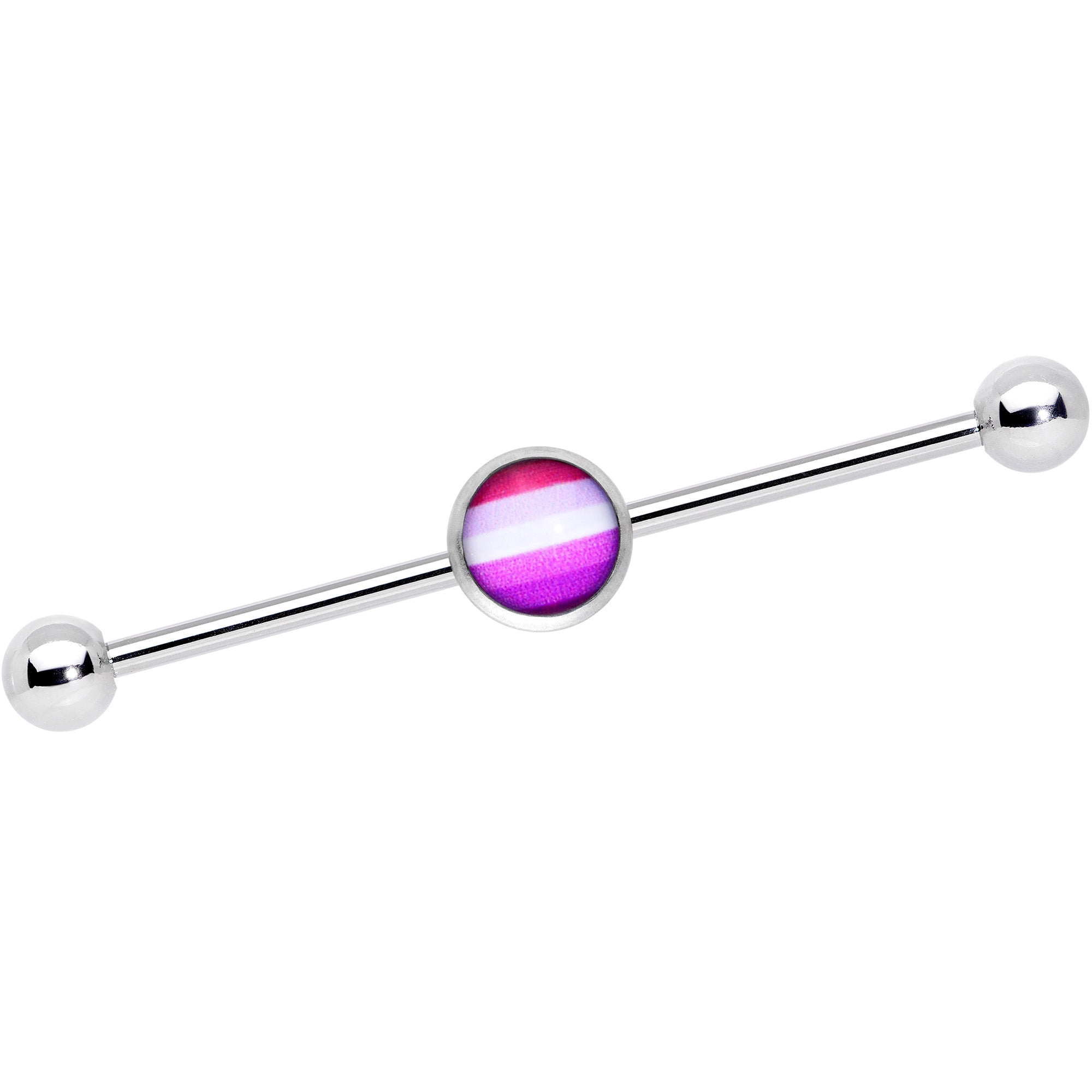 14G Pink Red White Lesbian Pride Flag Industrial Barbell 38mm
