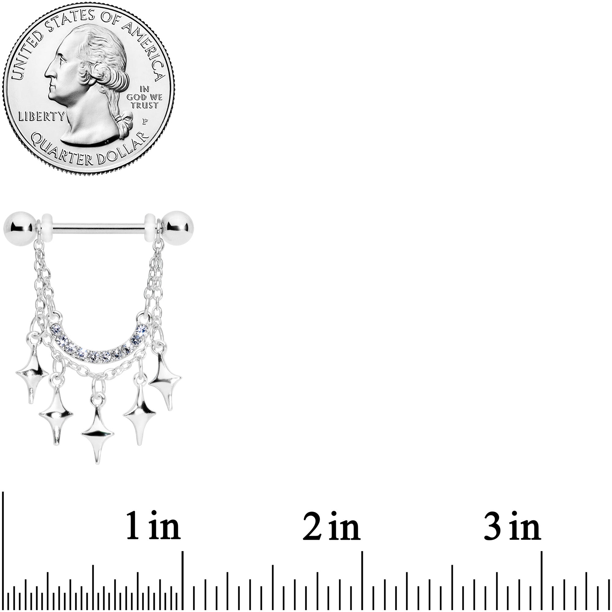 14G 9/16 Clear Gem Drama Dangle Nipple Ring Set