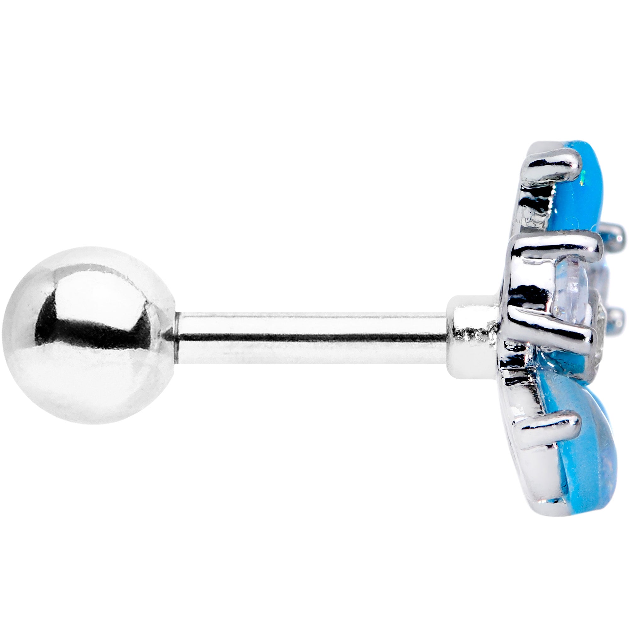 16G 1/4 Aqua Faux Opal Flower Cartilage Tragus