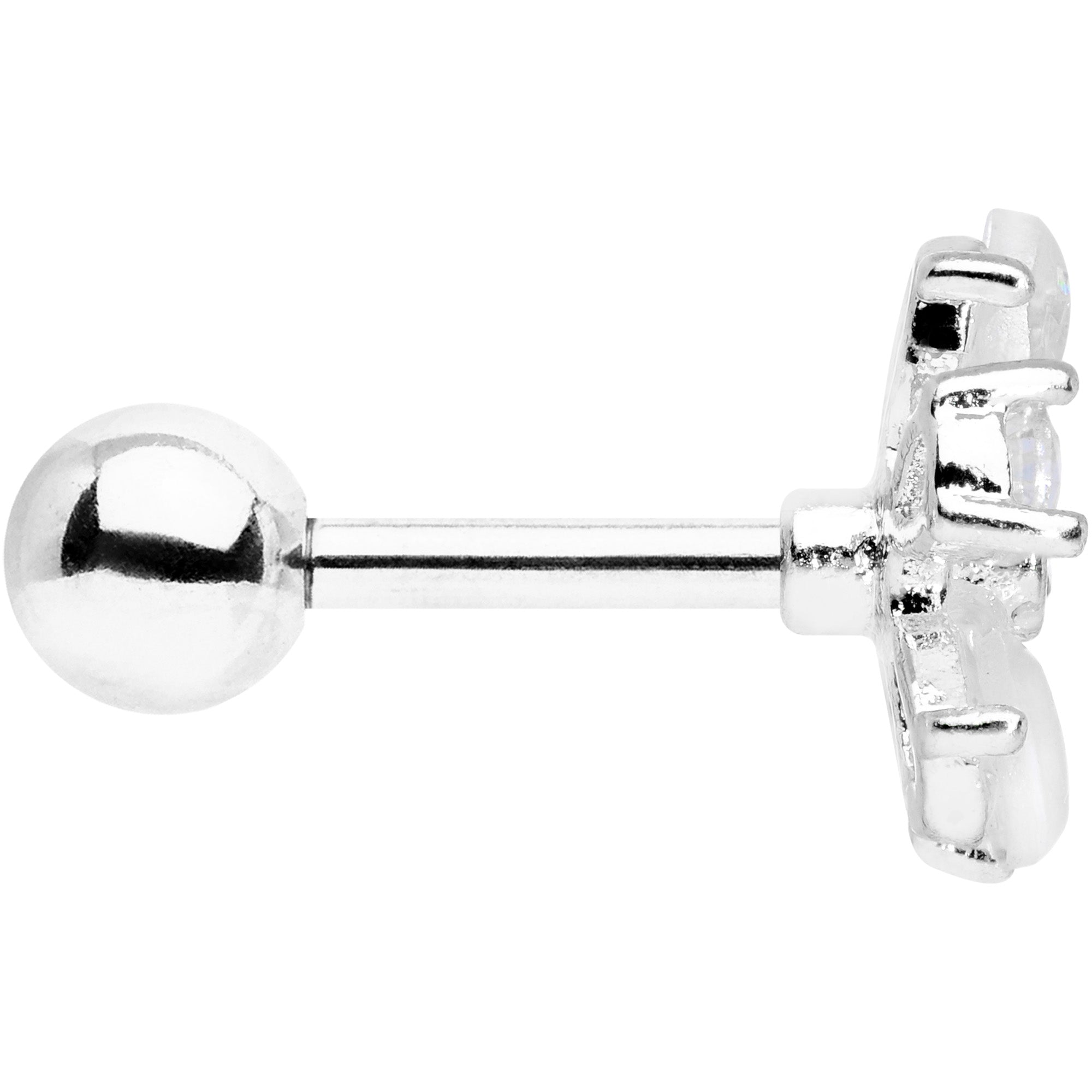 16G 1/4 White Faux Opal Flower Cartilage Tragus