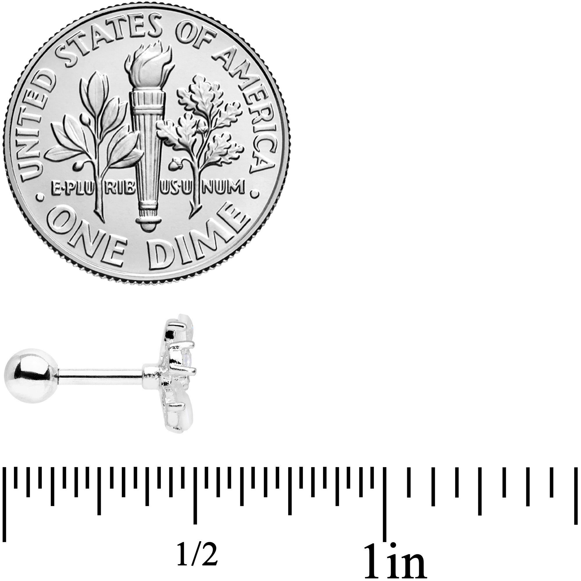 16G 1/4 White Faux Opal Flower Cartilage Tragus