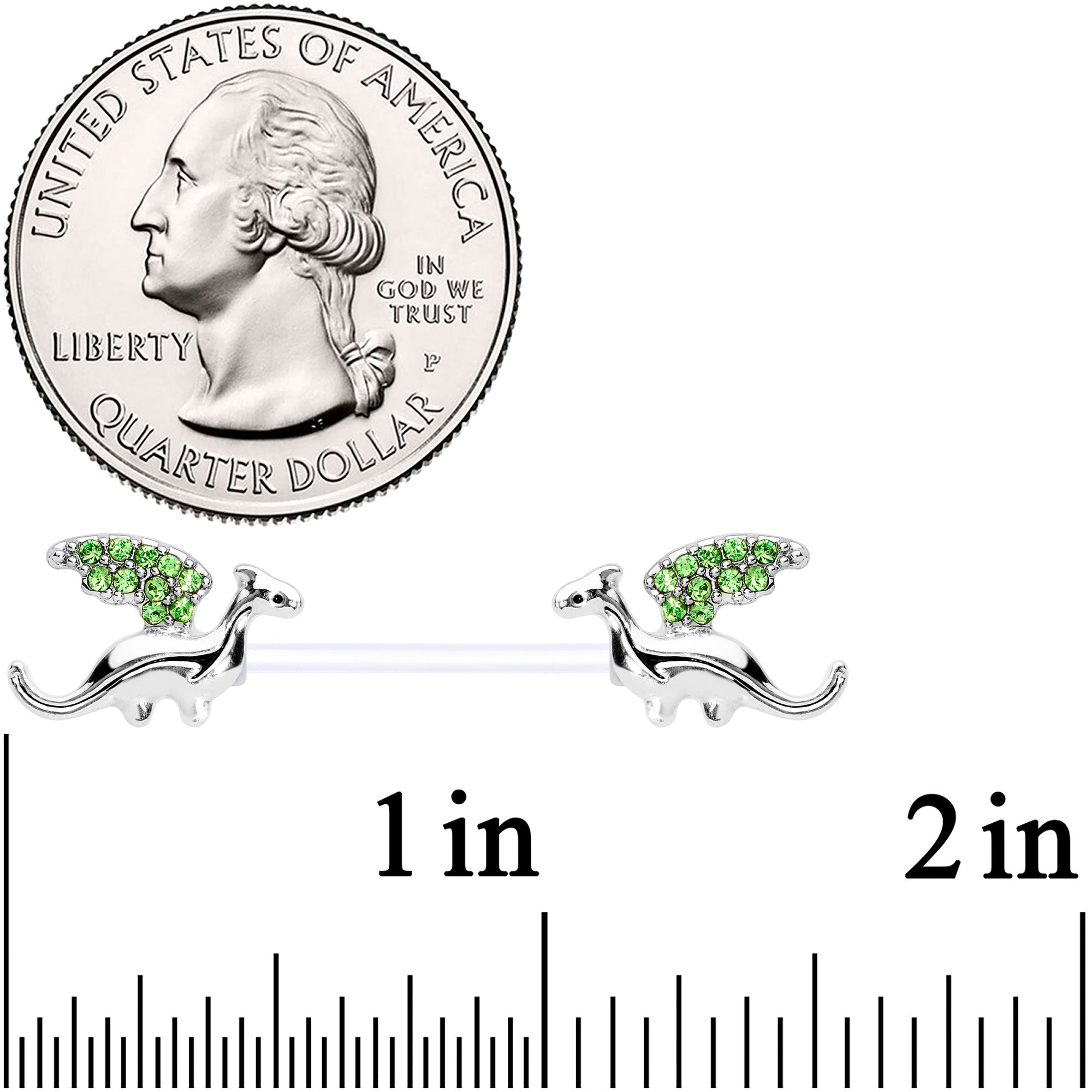 14G 9/16 Green Gem Bioplast Dragon Barbell Nipple Ring Set