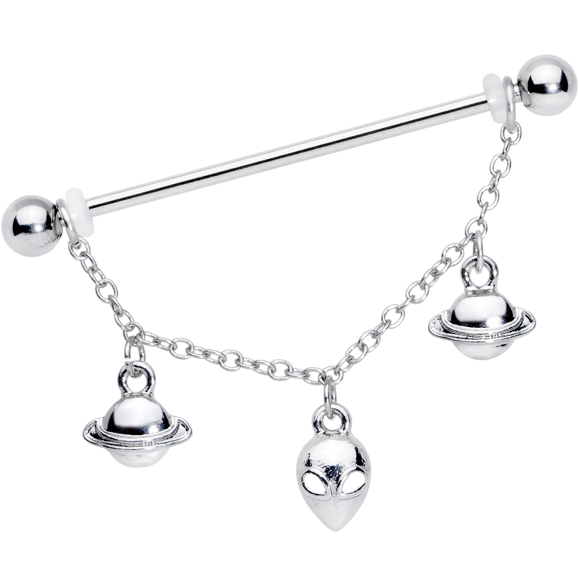 14G Saturn Alien Dangle Industrial Barbell 38mm