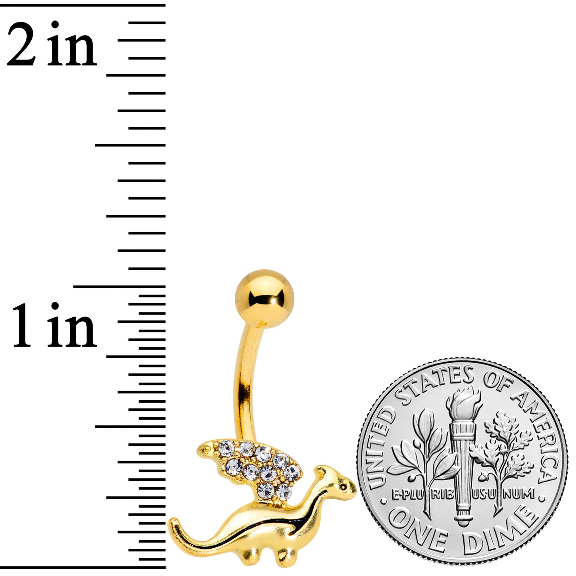 Clear Gem Gold Tone Darling Dragon Belly Ring