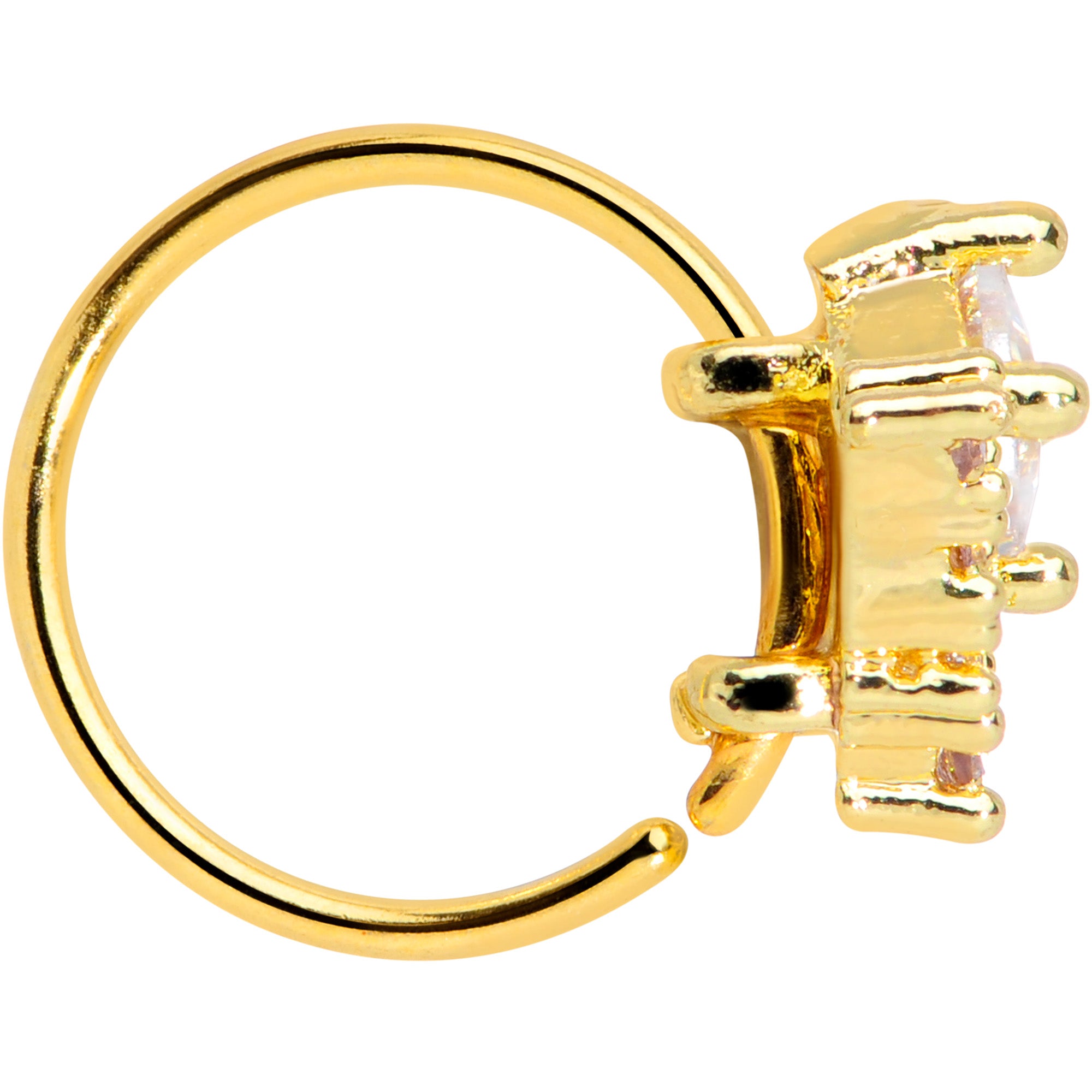 20G 5/16 Clear CZ Gem Gold Tone Chevron Nose Hoop