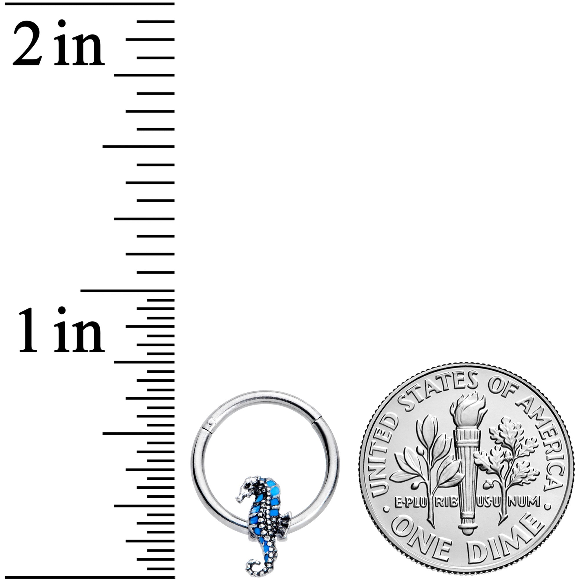 16G 3/8 Tiny Seahorse Nautical Hinged Segment Ring