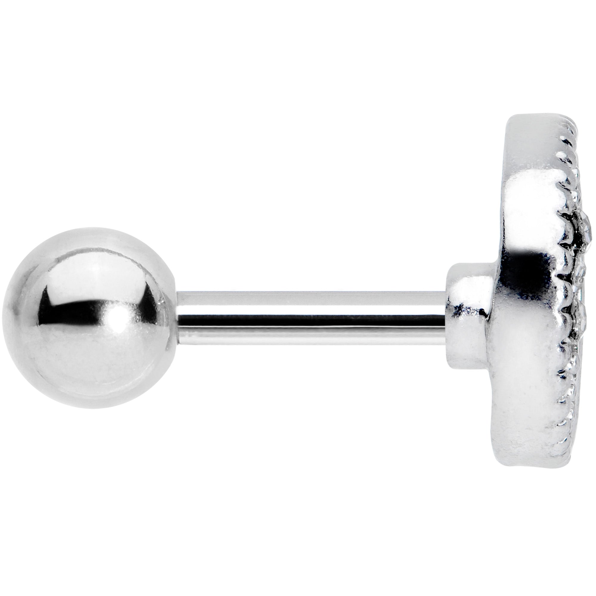 16G 1/4 Clear CZ Gem Moon Heart Cartilage Earring