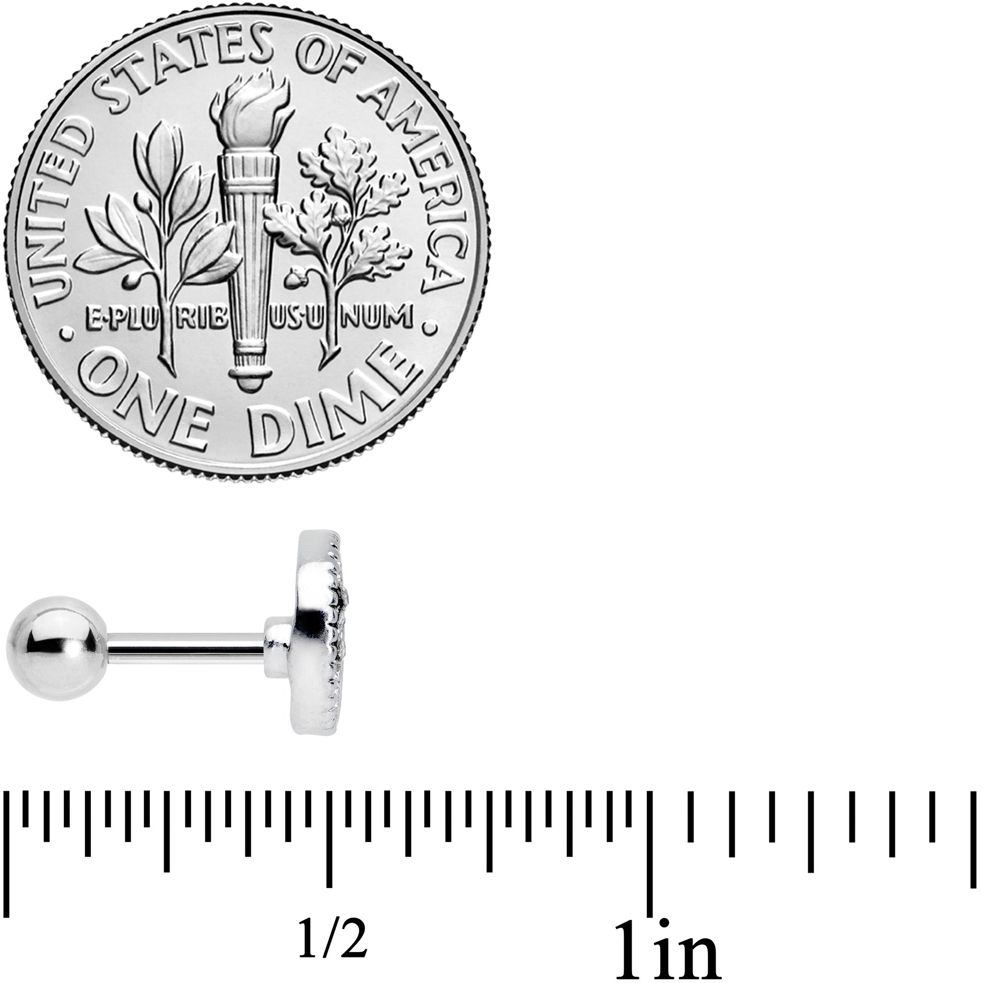 16G 1/4 Clear CZ Gem Moon Heart Cartilage Earring