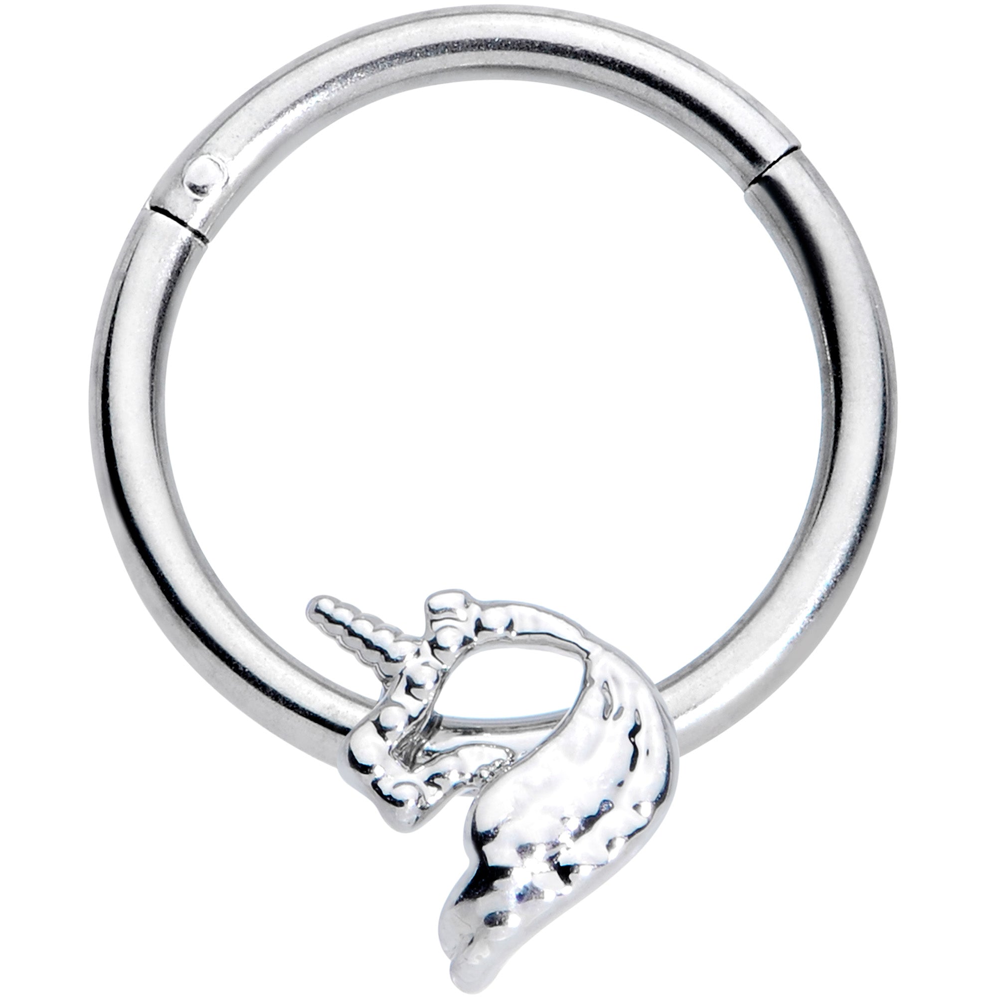 16G 3/8 Silhouette Unicorn Hinged Segment Ring