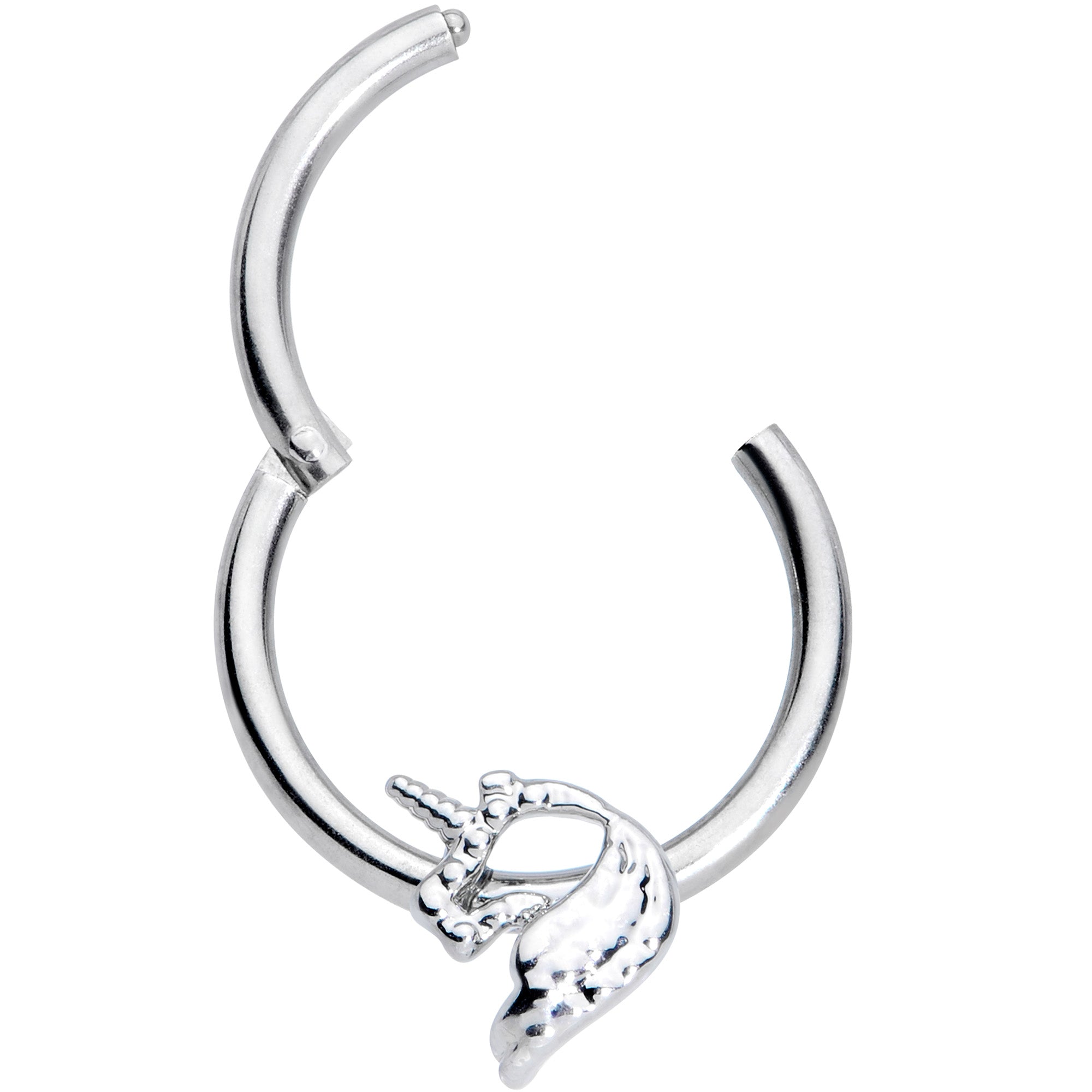 16G 3/8 Silhouette Unicorn Hinged Segment Ring