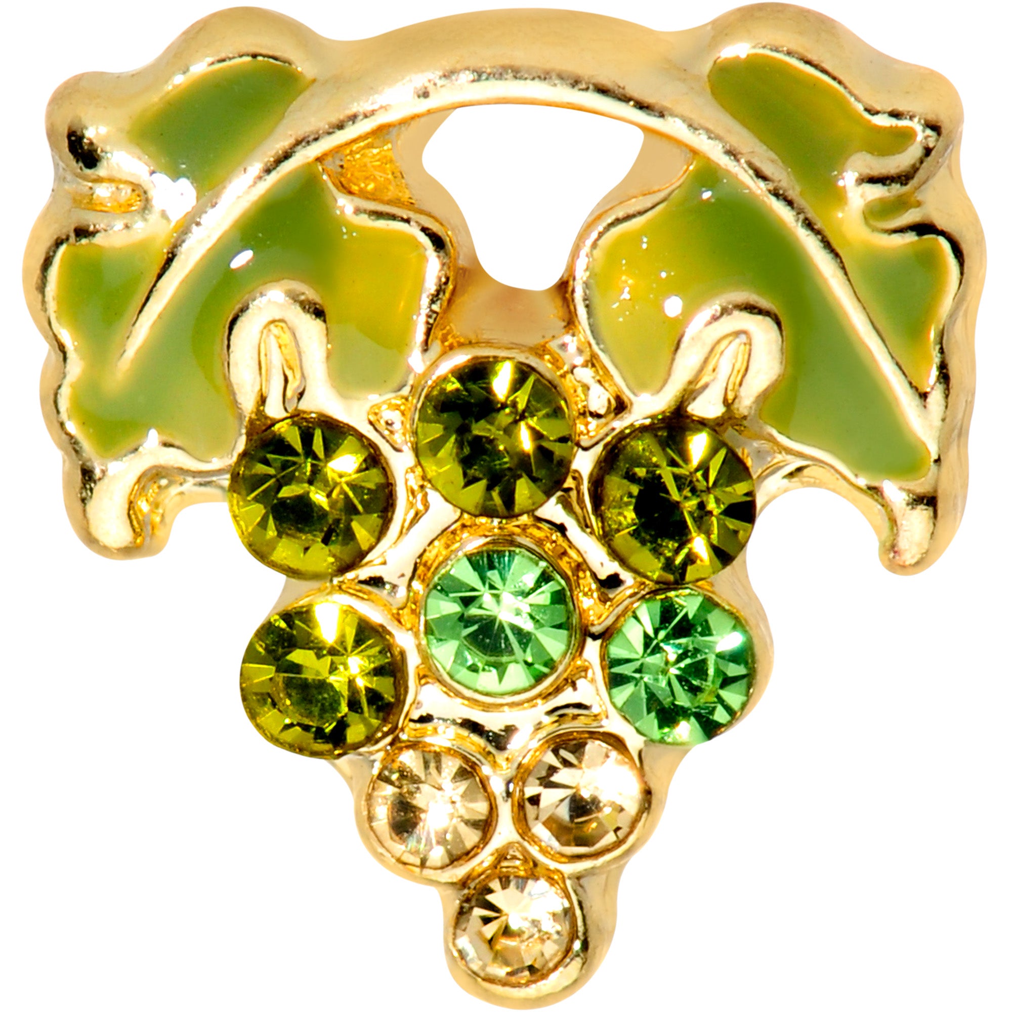 16G 1/4 Green Gem Gold Tone Bunch of Grapes Cartilage Tragus