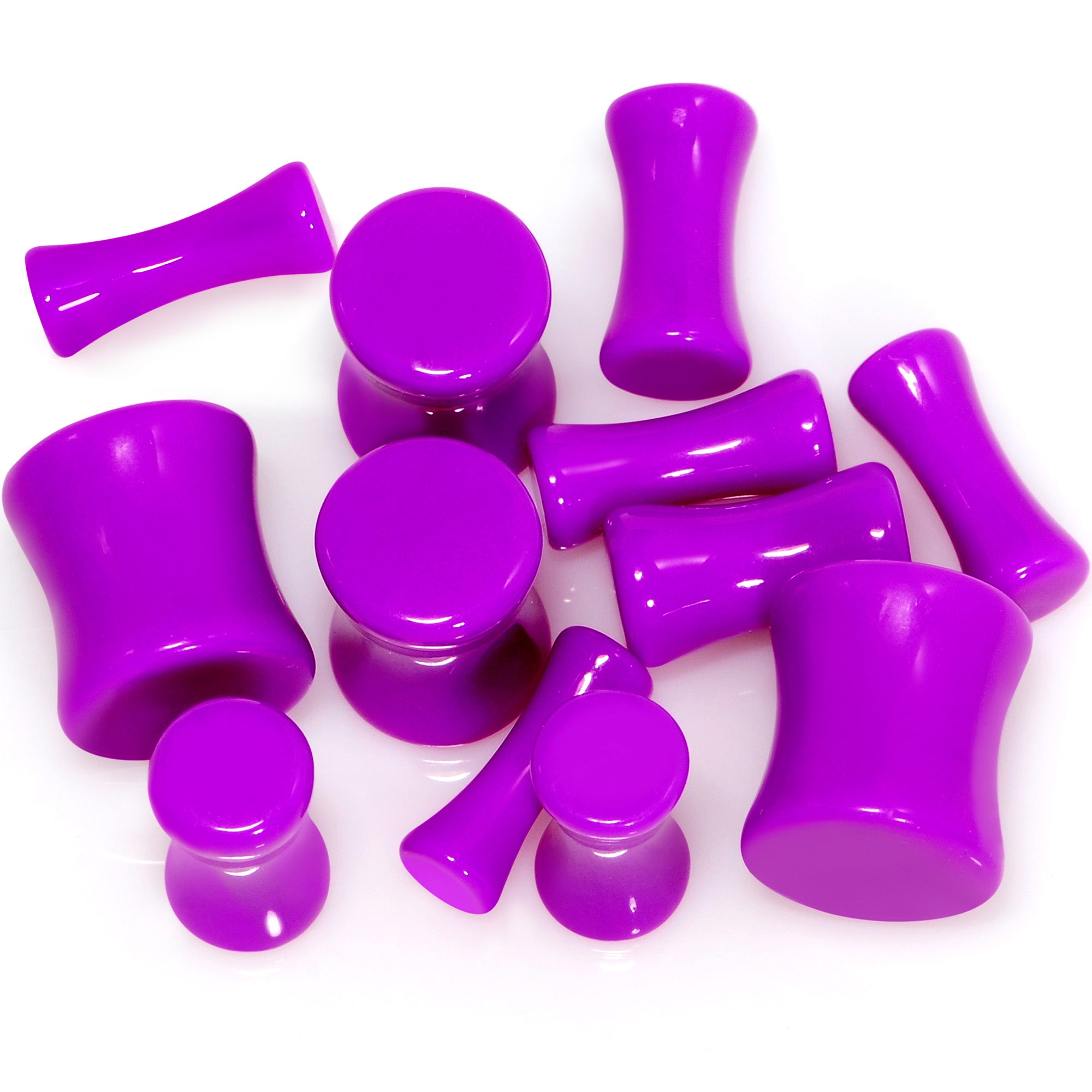 Purple Acrylic Saddle Plug Set 8G to 00G