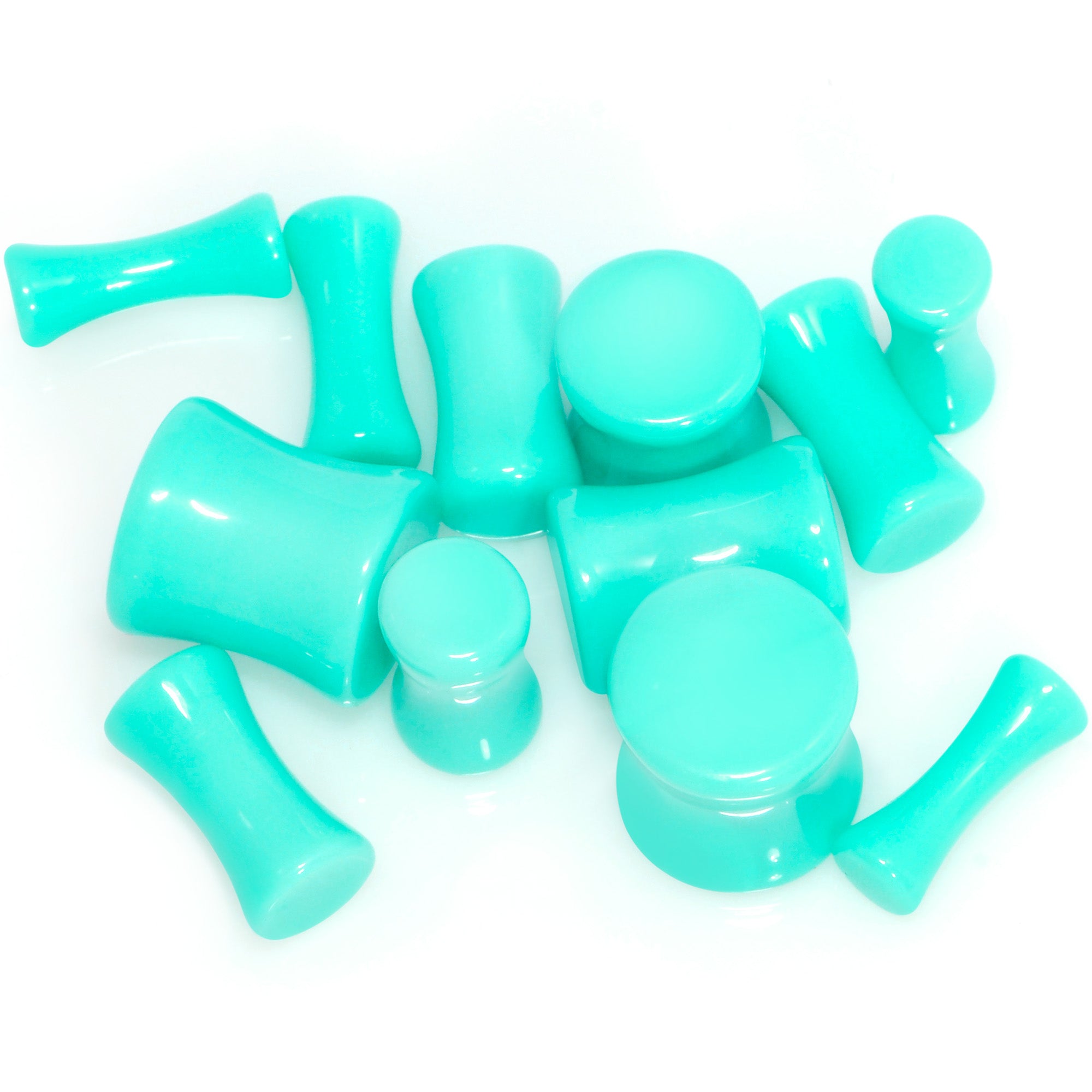 Aqua Acrylic Saddle Plug Set 8G to 00G