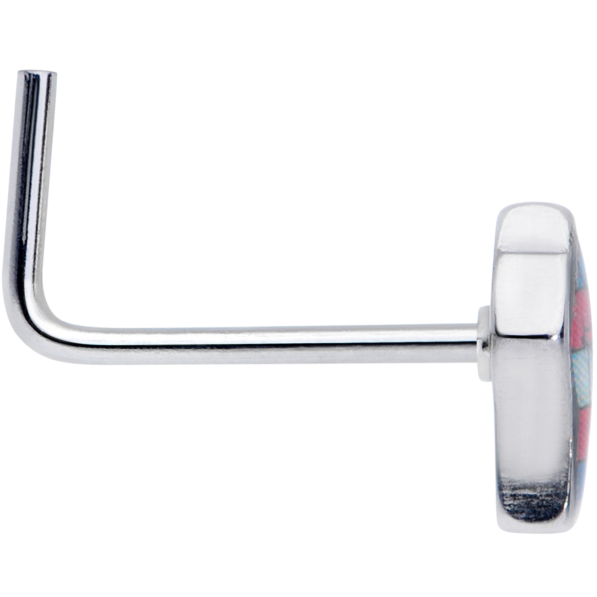 20G 5/16 Pink White Blue Transgender Pride Fist L-Shaped Nose Ring