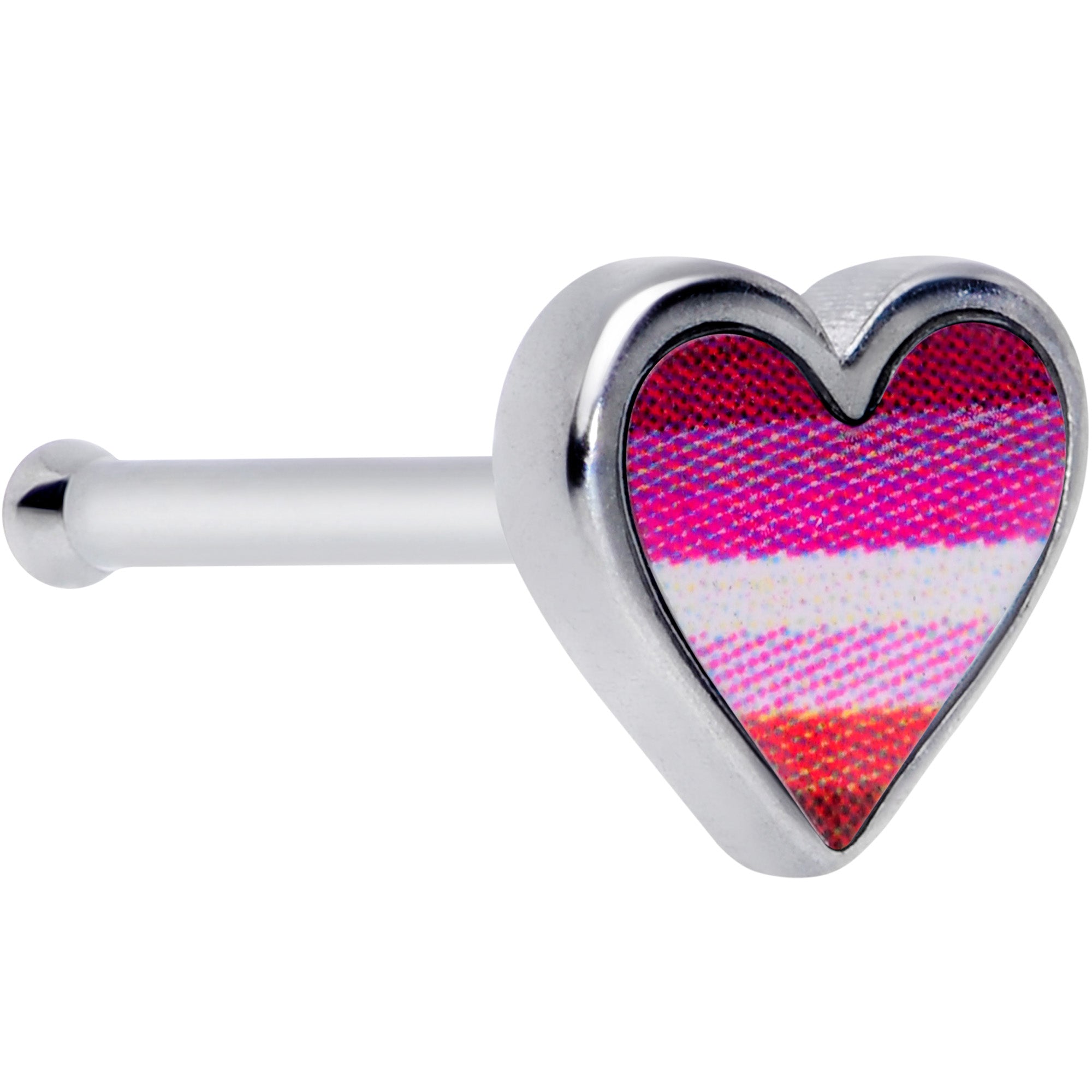 20G 5/16 Lesbian Pride Heart Nose Bone