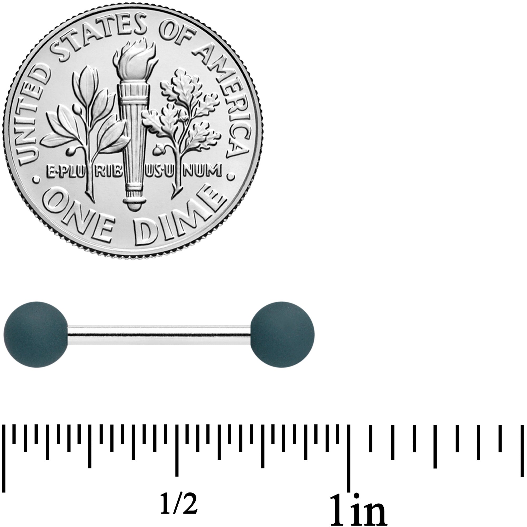 14G 9/16 Graceful Grey Matte Barbell Nipple Ring Set