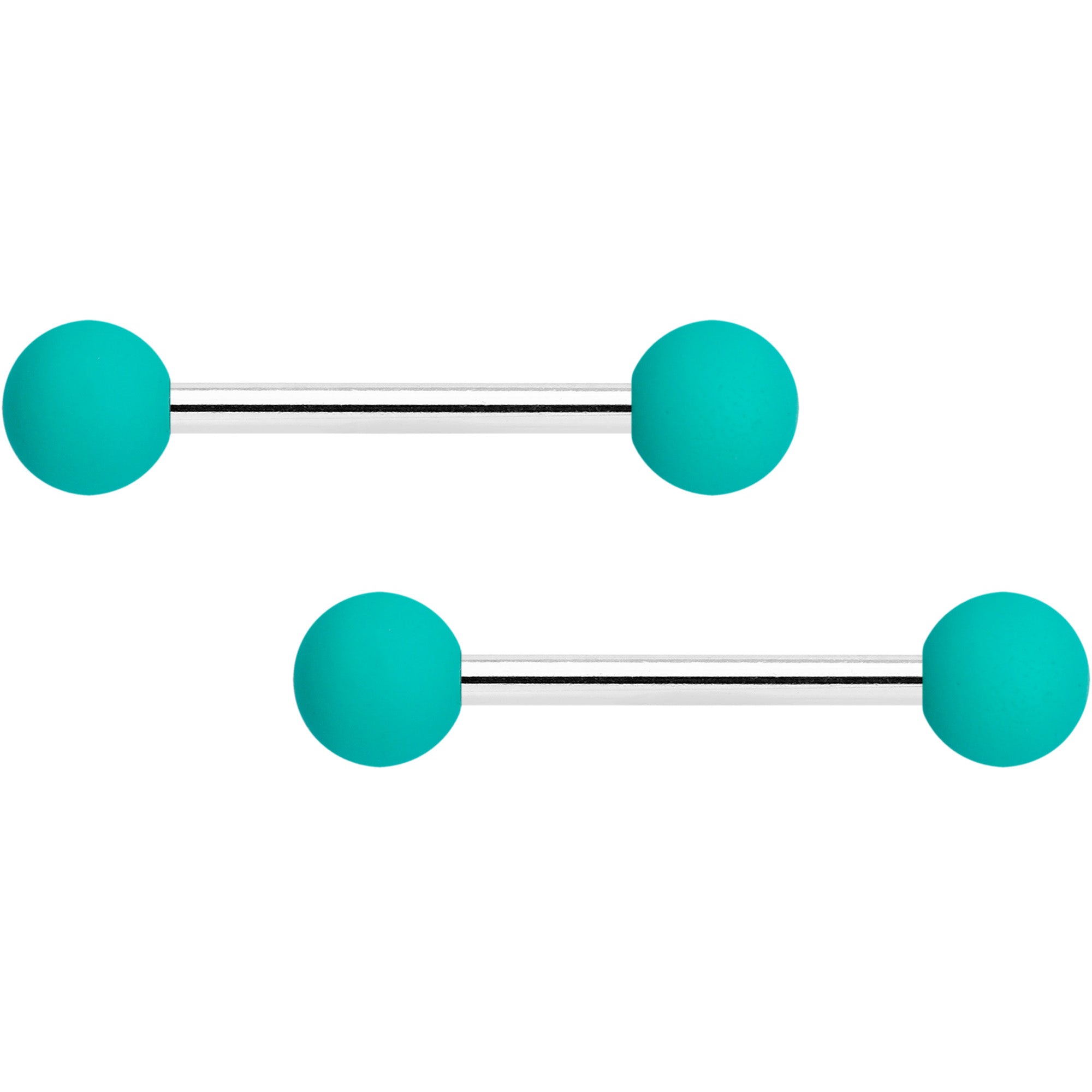 14G 9/16 Thoroughly Teal Matte Barbell Nipple Ring Set