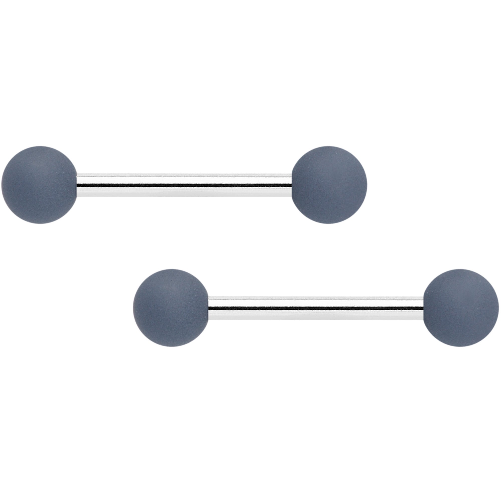 14G 9/16 Dark Grey Light Grey Matte Barbell Nipple Ring Set of 4