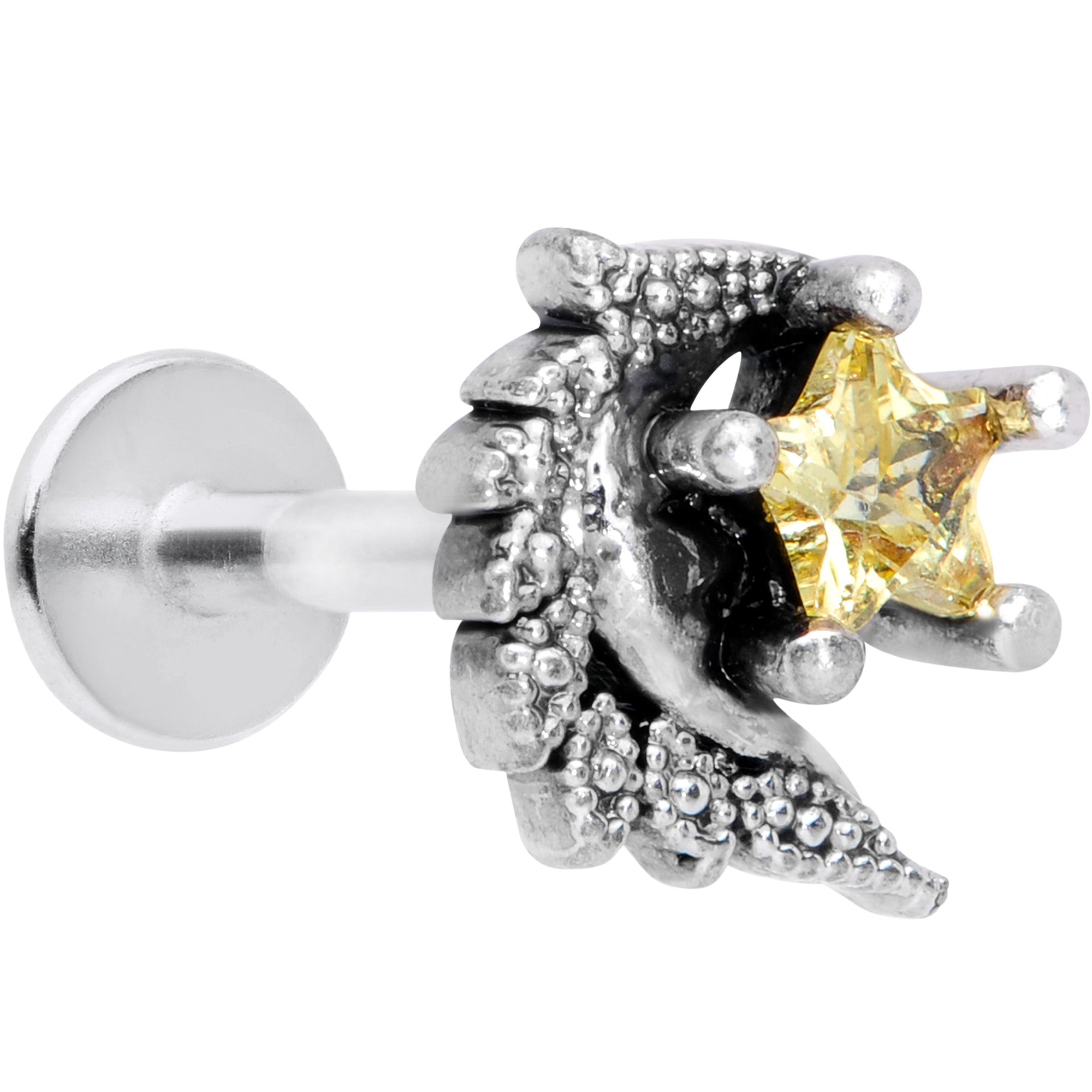 16G 5/16 Yellow Gem Shooting Star Labret Monroe Tragus