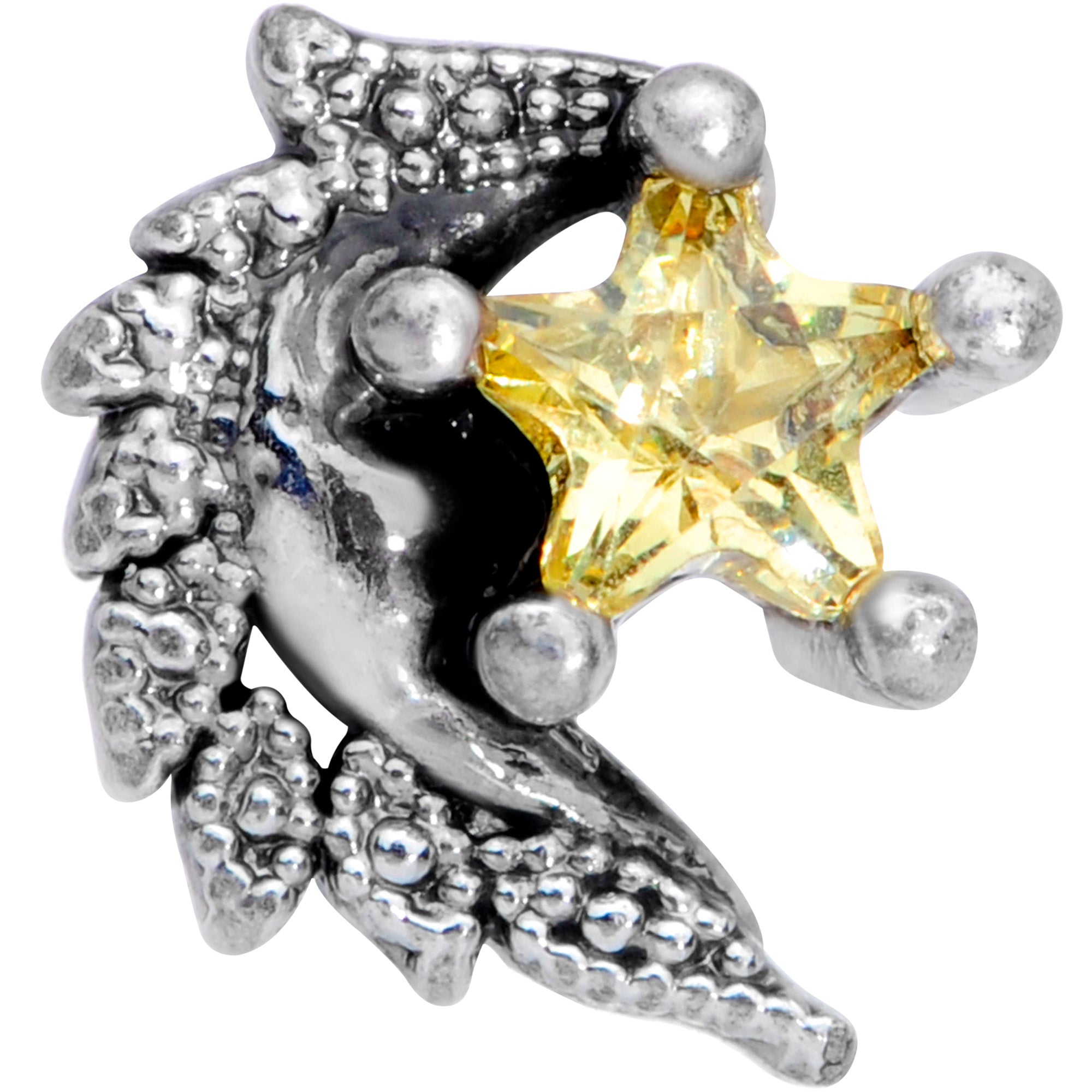 16G 5/16 Yellow Gem Shooting Star Labret Monroe Tragus