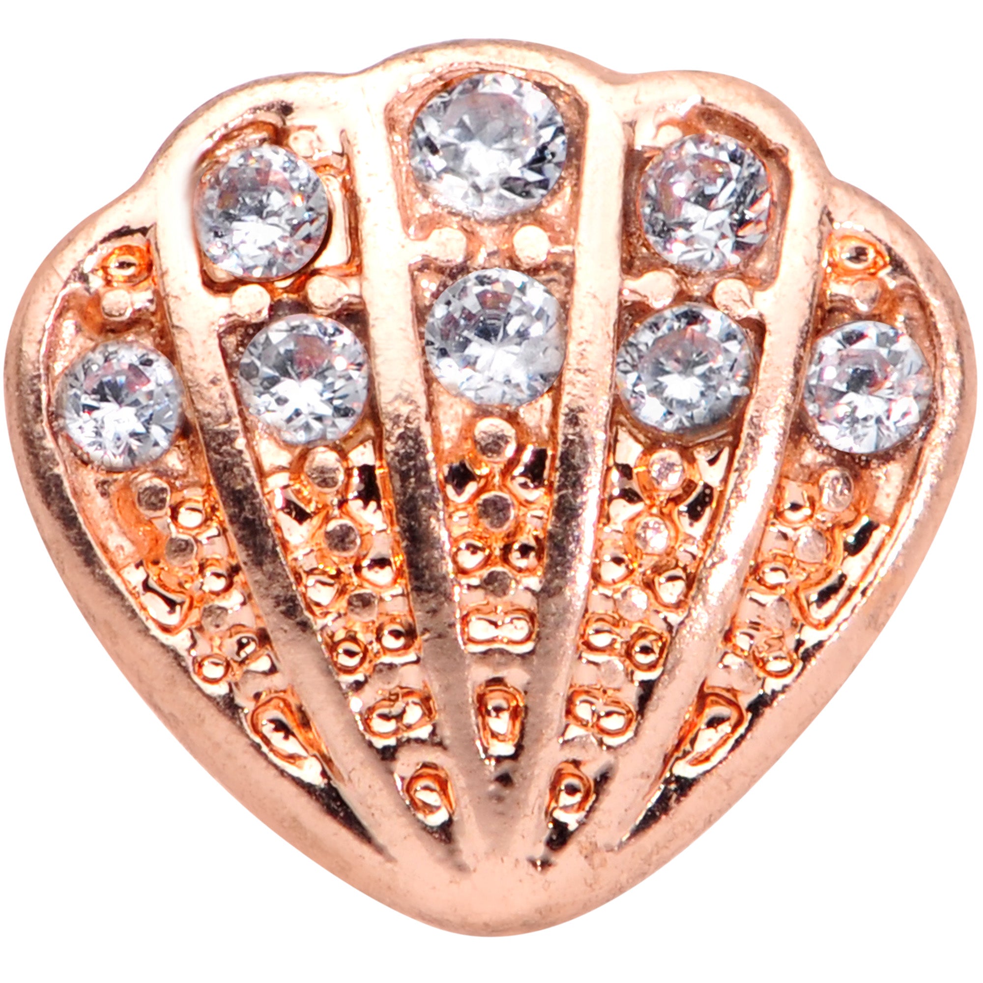 16G 5/16 Clear Gem Rose Gold Tone Shell Labret Monroe Tragus