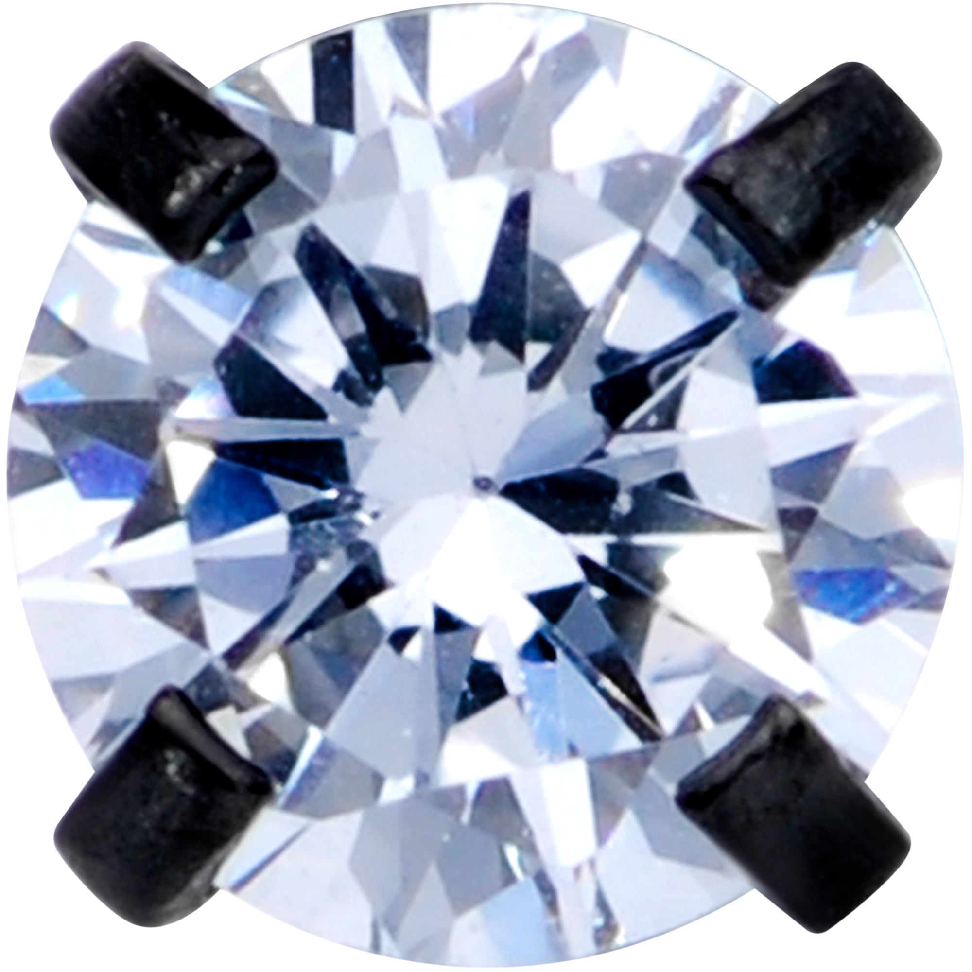 18G 1/4 CZ Gem Black 3mm Threadless Push In Labret Tragus