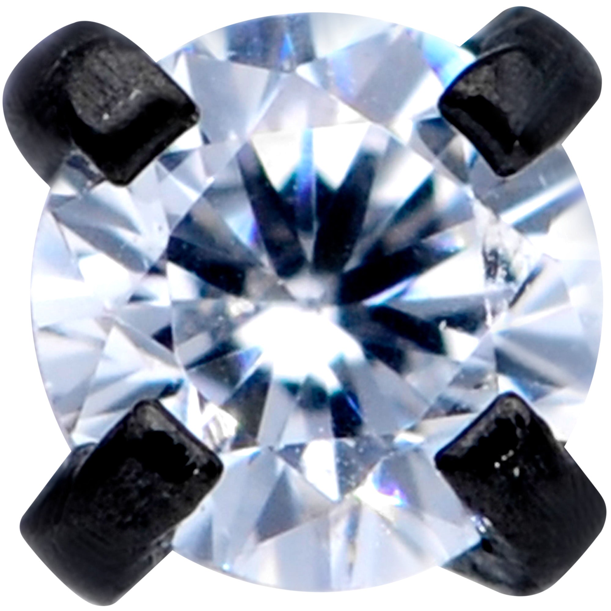 20G 5/16 CZ Gem Black 2mm Threadless Push In Labret Tragus