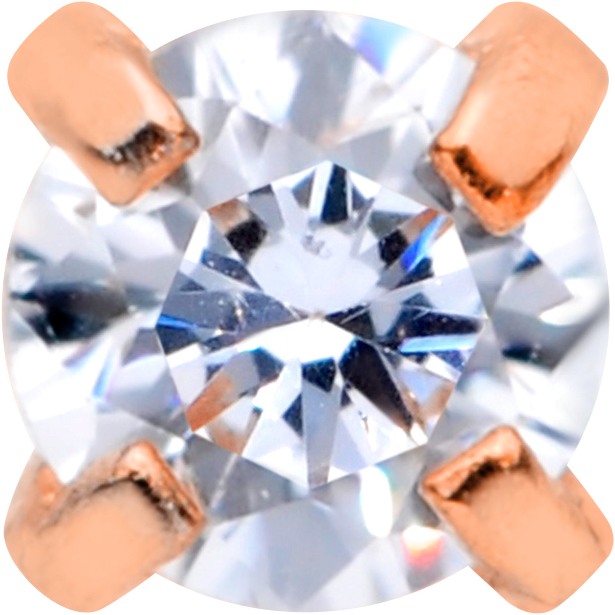 20G 5/16 CZ Rose Gold PVD 2mm Threadless Push In Labret Tragus