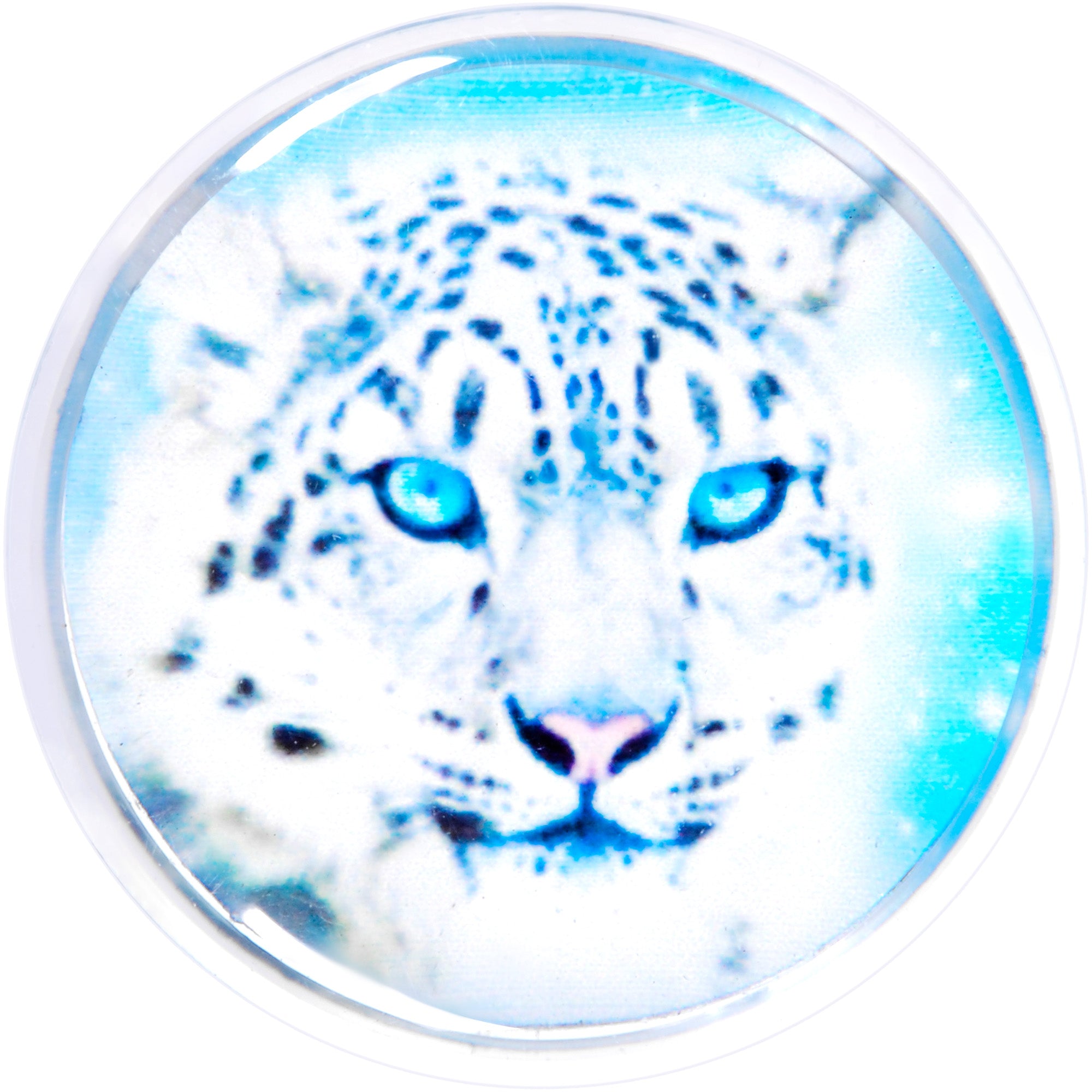 Clear Blue Acrylic Animal Cheetah Saddle Plug Set 2G to 1 Inch