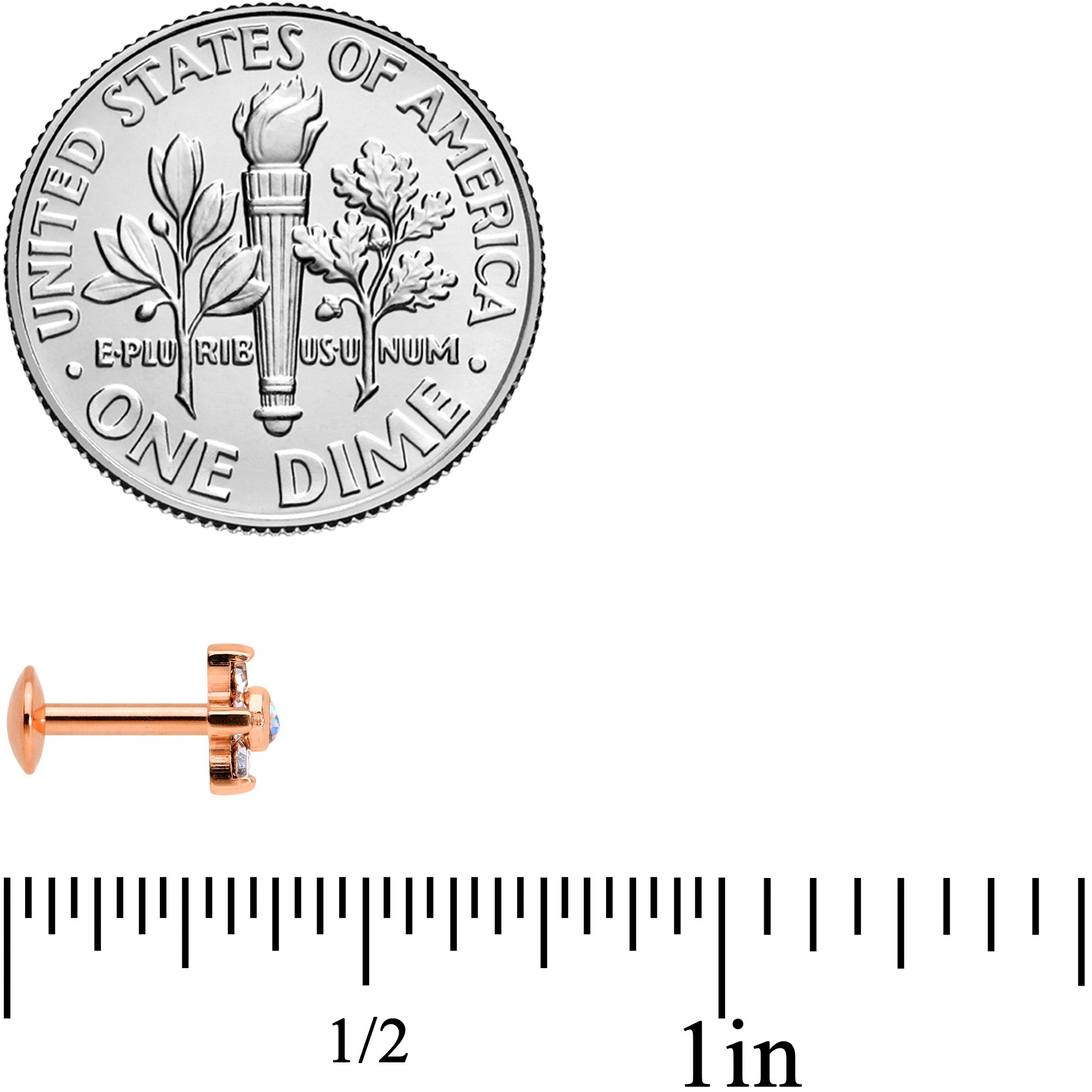 16G Clear CZ Gem Rose Gold Tone Cartilage Labret Closure Ring Set of 3