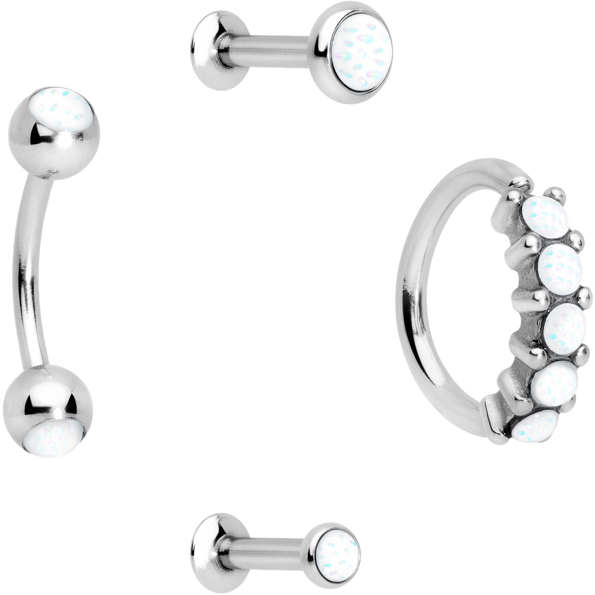 16G Clear Orb Septum Labret Cartilage Tragus Set of 4