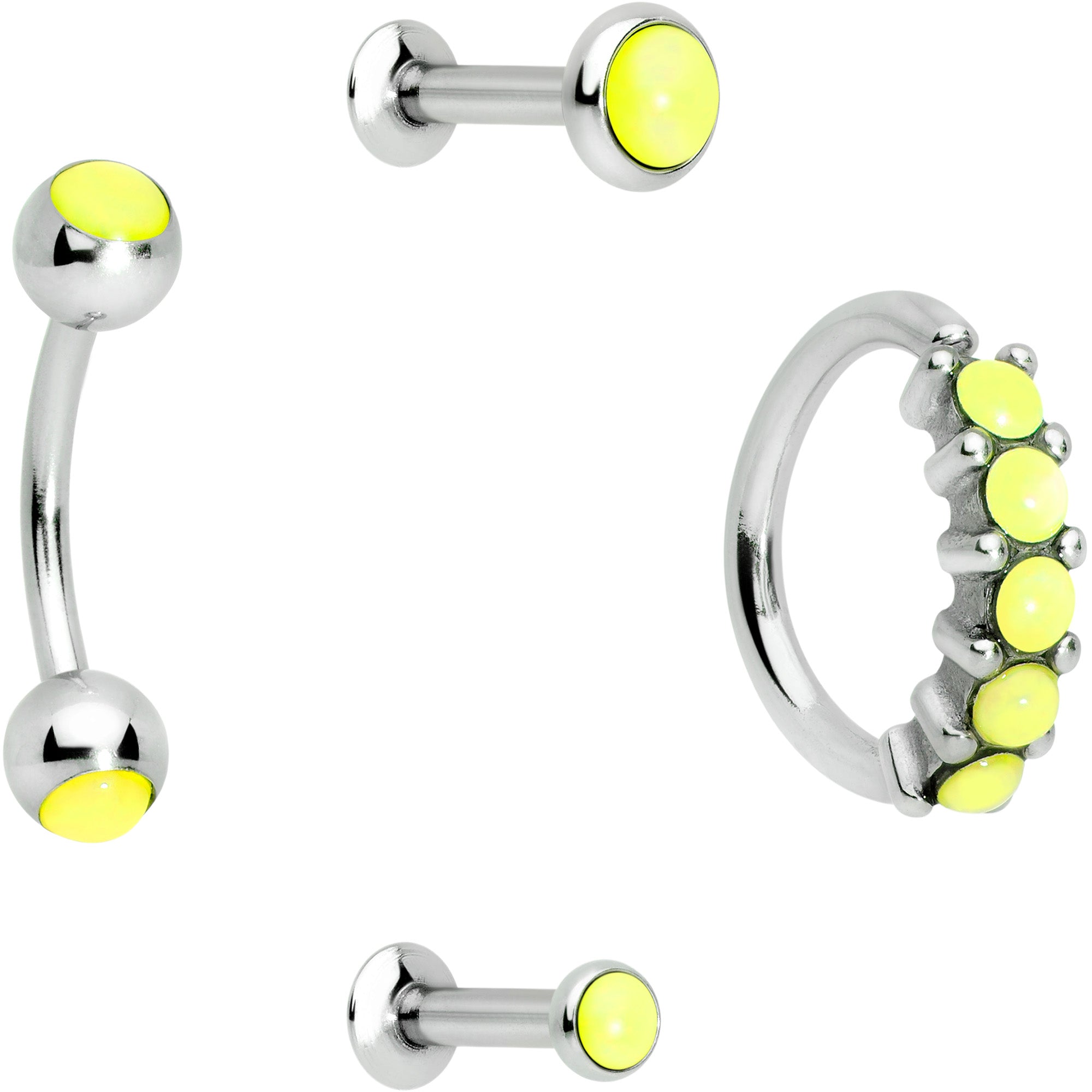 16G Green Orb Septum Labret Cartilage Tragus Set of 4