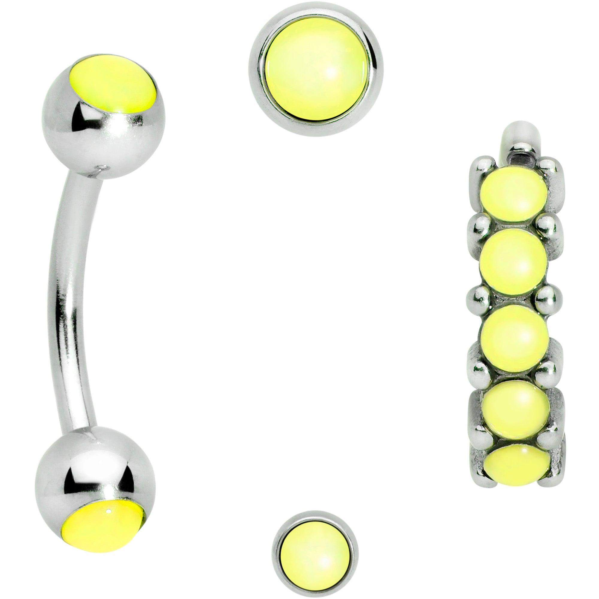 16G Green Orb Septum Labret Cartilage Tragus Set of 4