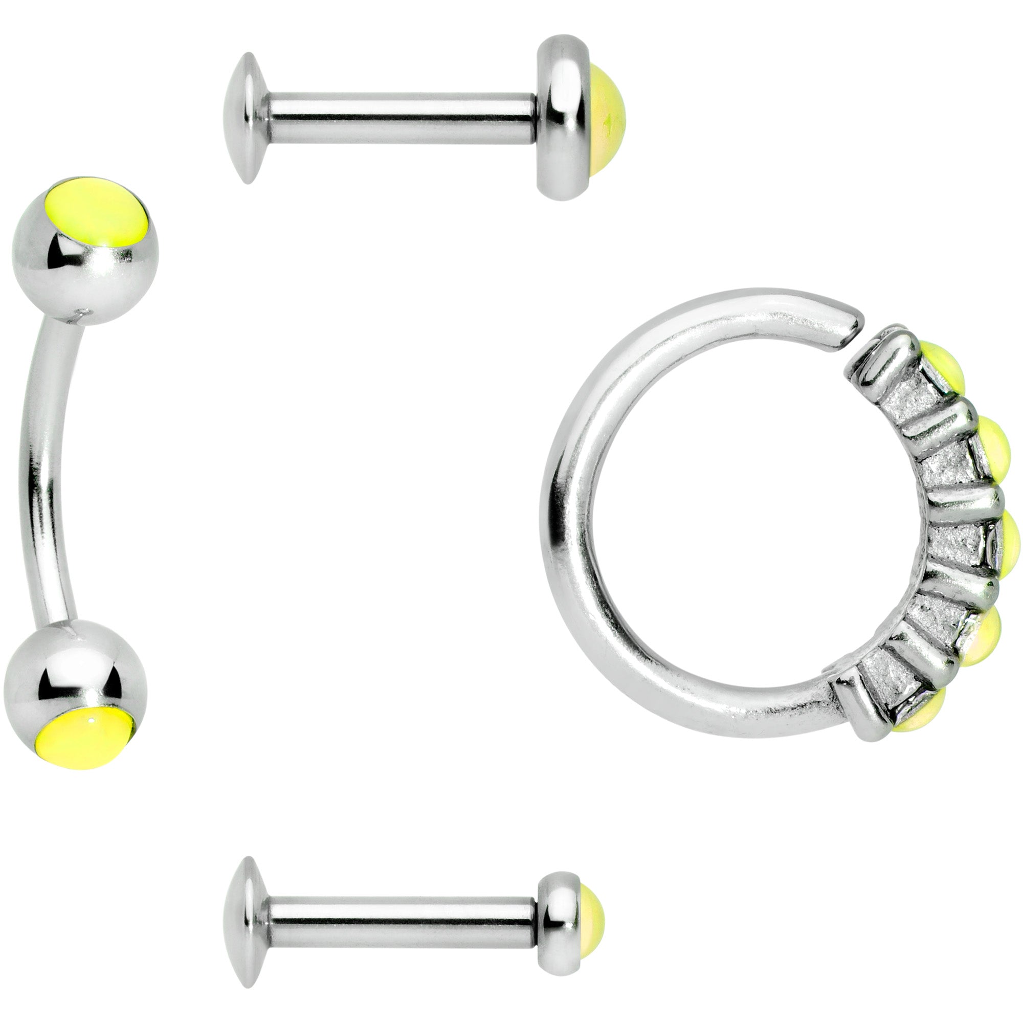 16G Green Orb Septum Labret Cartilage Tragus Set of 4