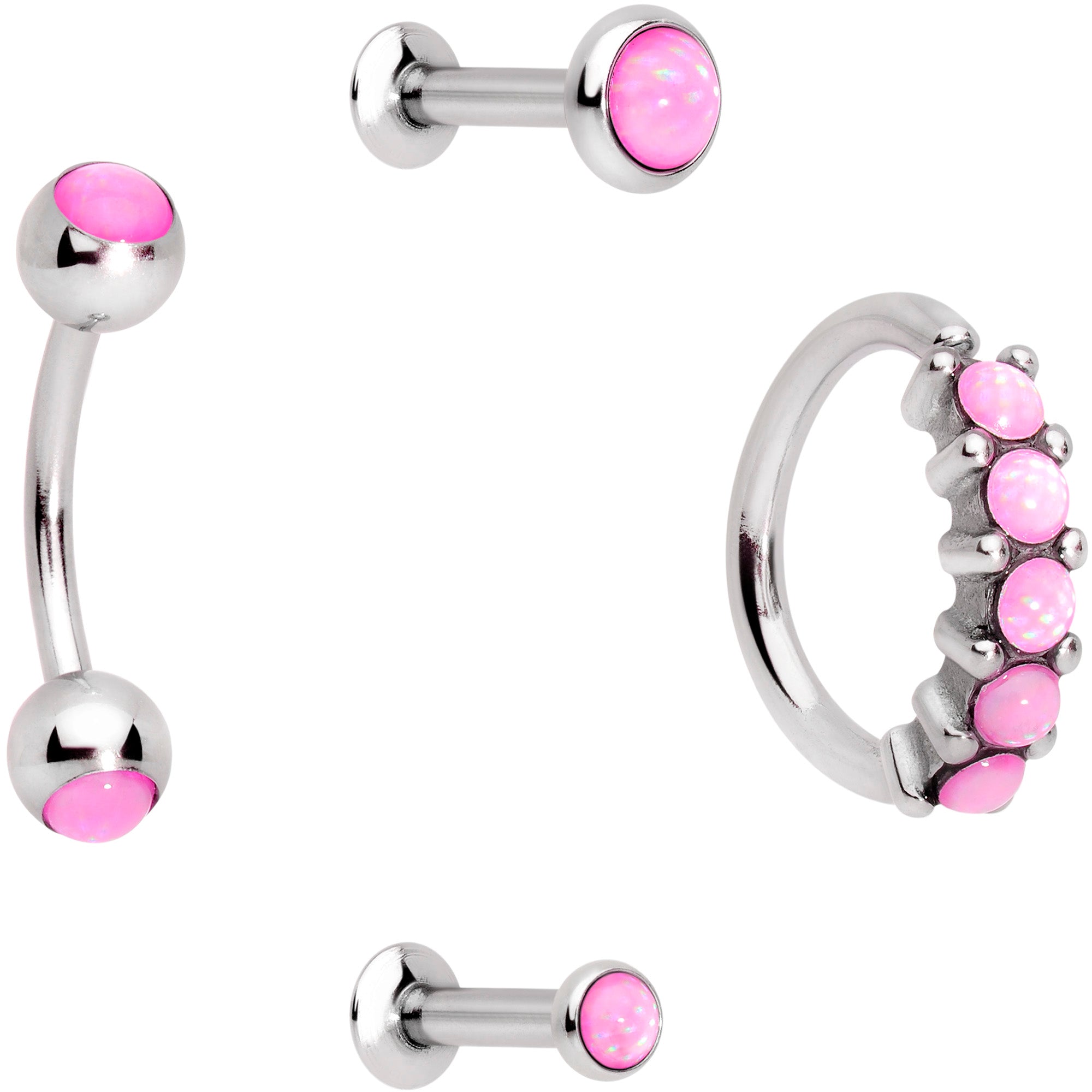 16G Pink Orb Septum Labret Cartilage Tragus Set of 4