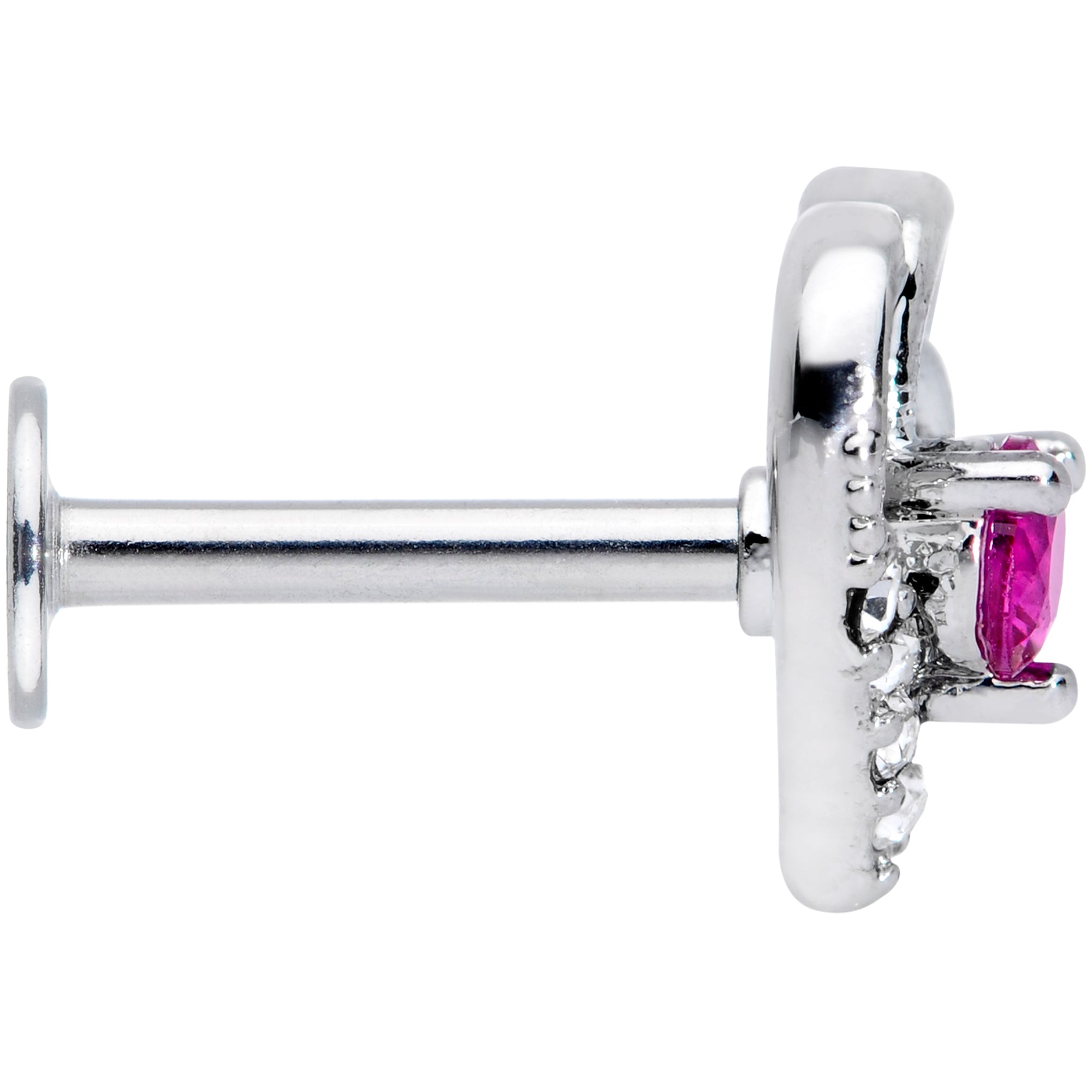 16G 5/16 Clear Pink Gem Heart Valentines Day Labret Monroe Tragus