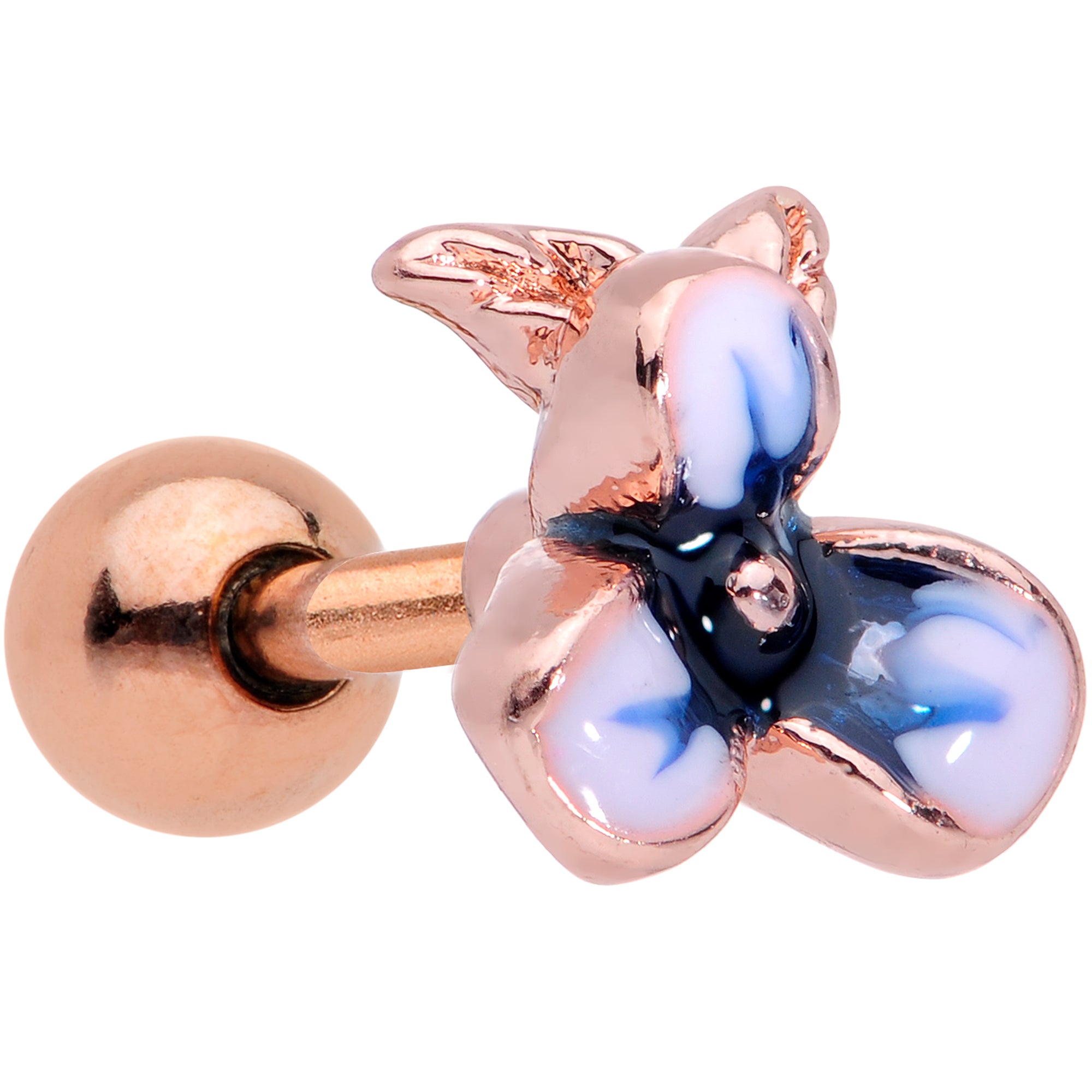 16G 1/4 Rose Gold Tone Tropical Flower Cartilage Tragus