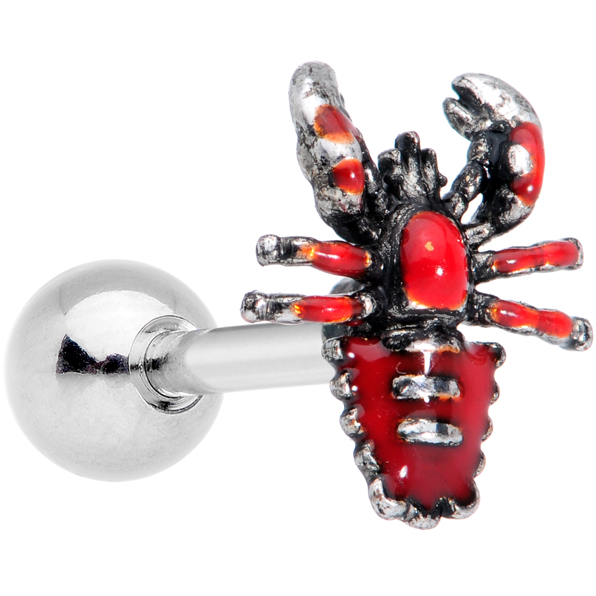 16G 1/4 Red Atlantic Lobster Cartilage Tragus Earring