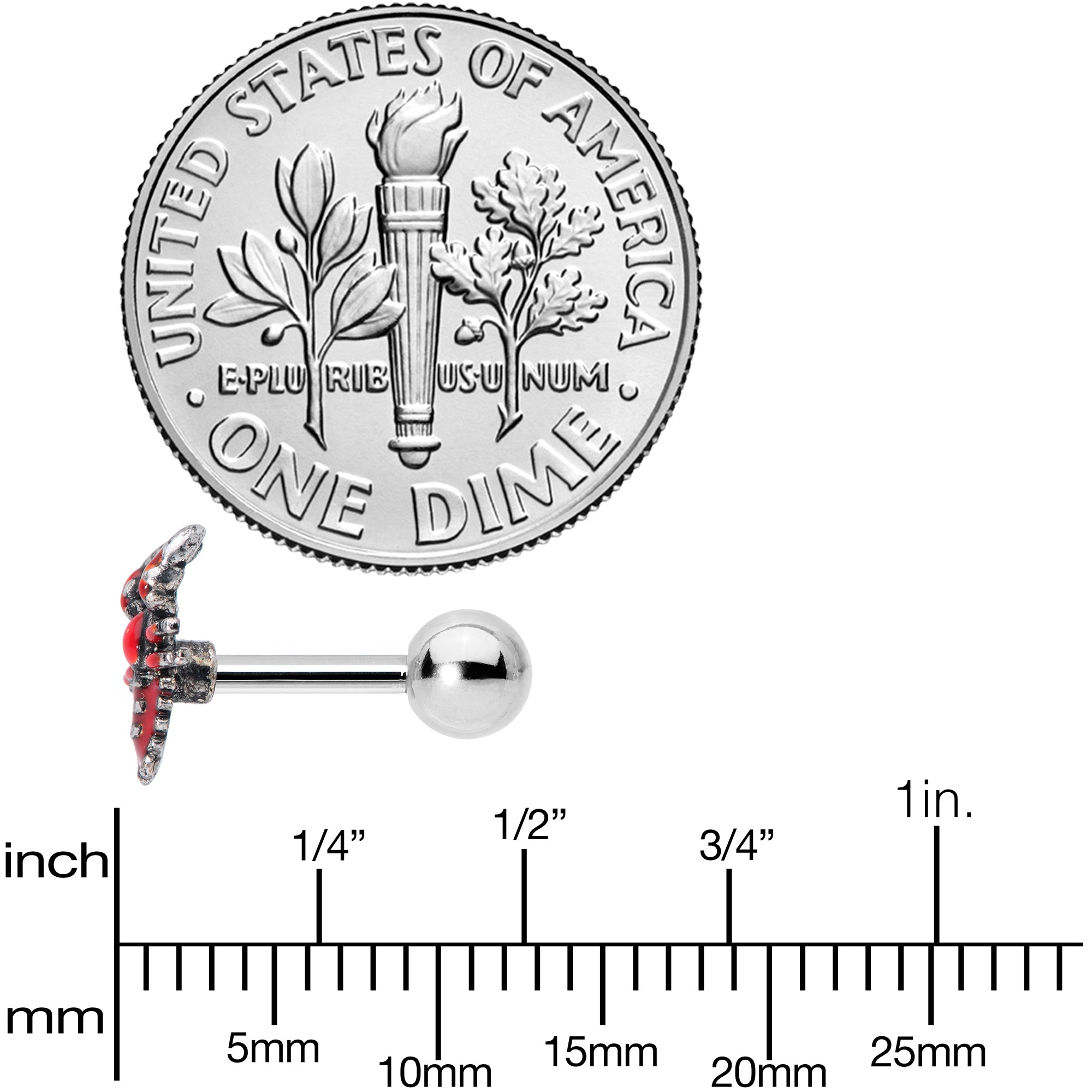 16G 1/4 Red Atlantic Lobster Cartilage Tragus Earring