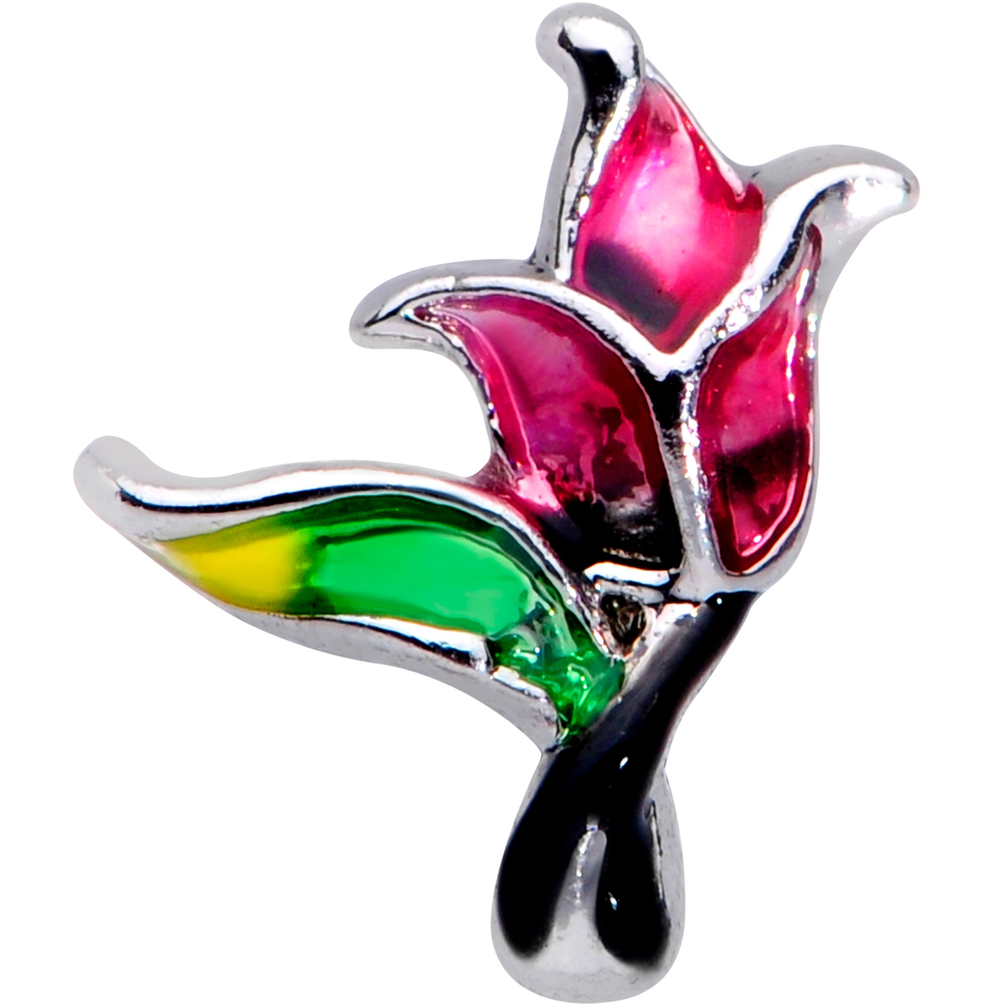 16G 1/4 Green Purple Tropical Flower Labret Monroe Tragus