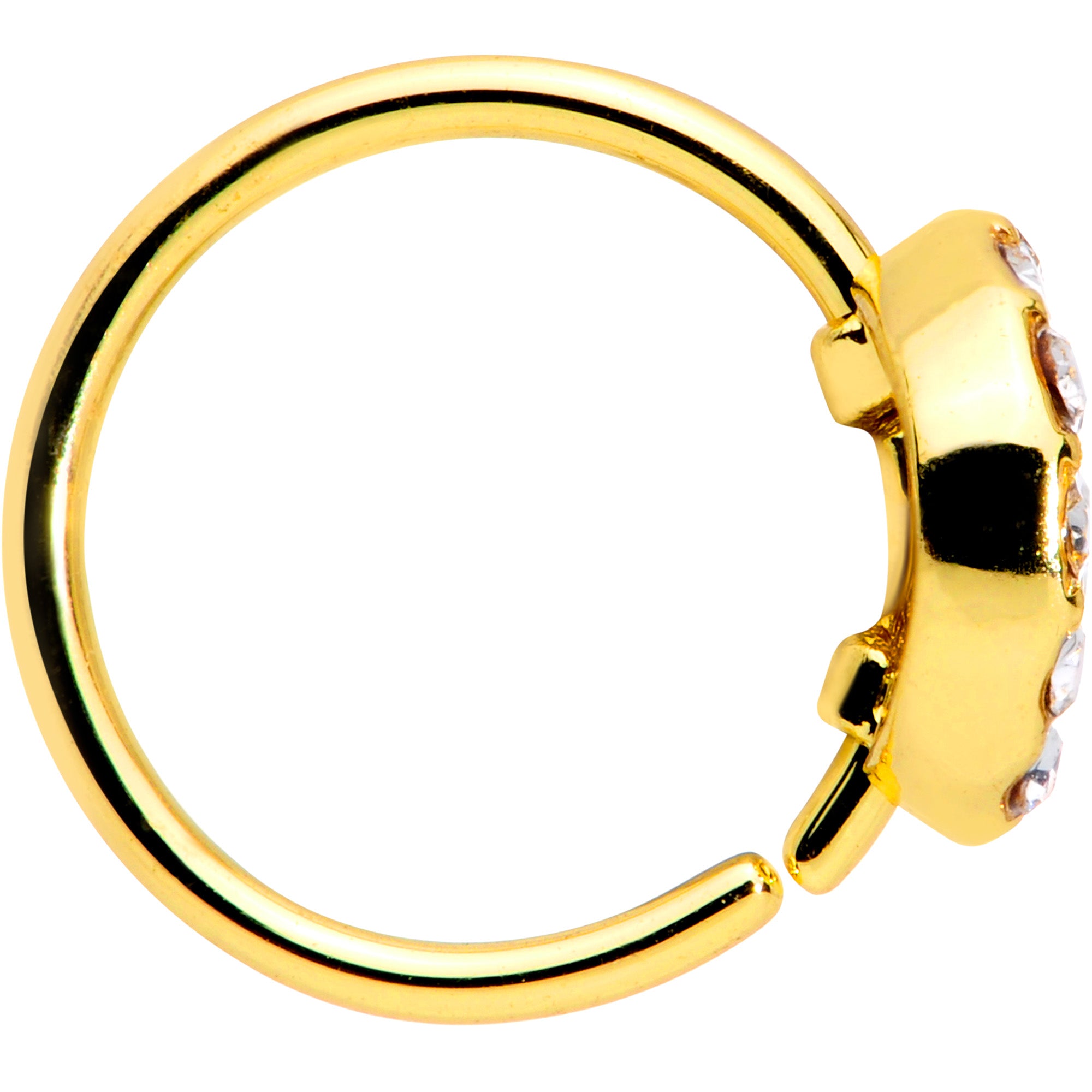 20G 5/16 Clear Gem Gold Tone Peace Sign Nose Hoop