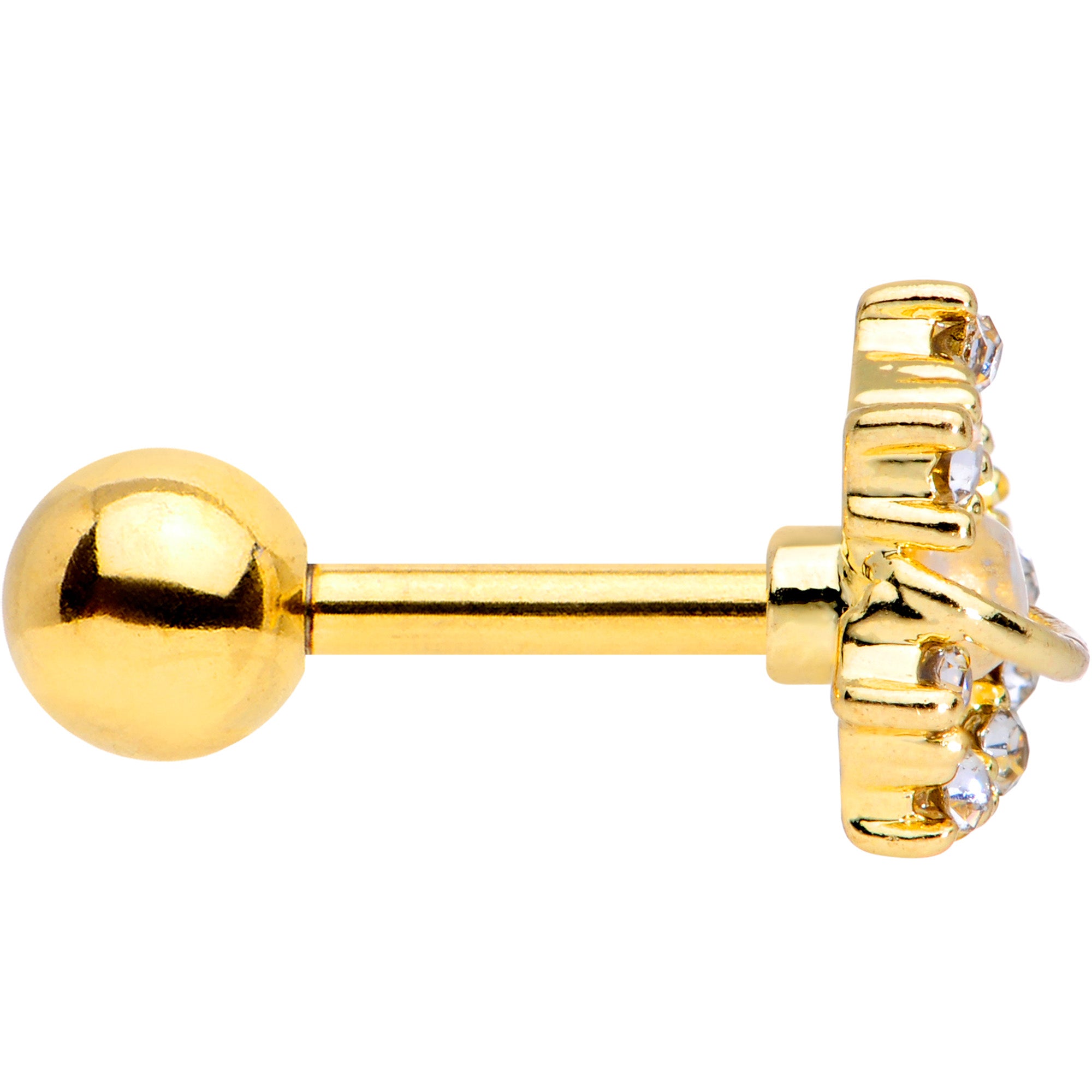 16G 1/4 Clear Gem Gold Tone Saturn Moon Cartilage Tragus Earring