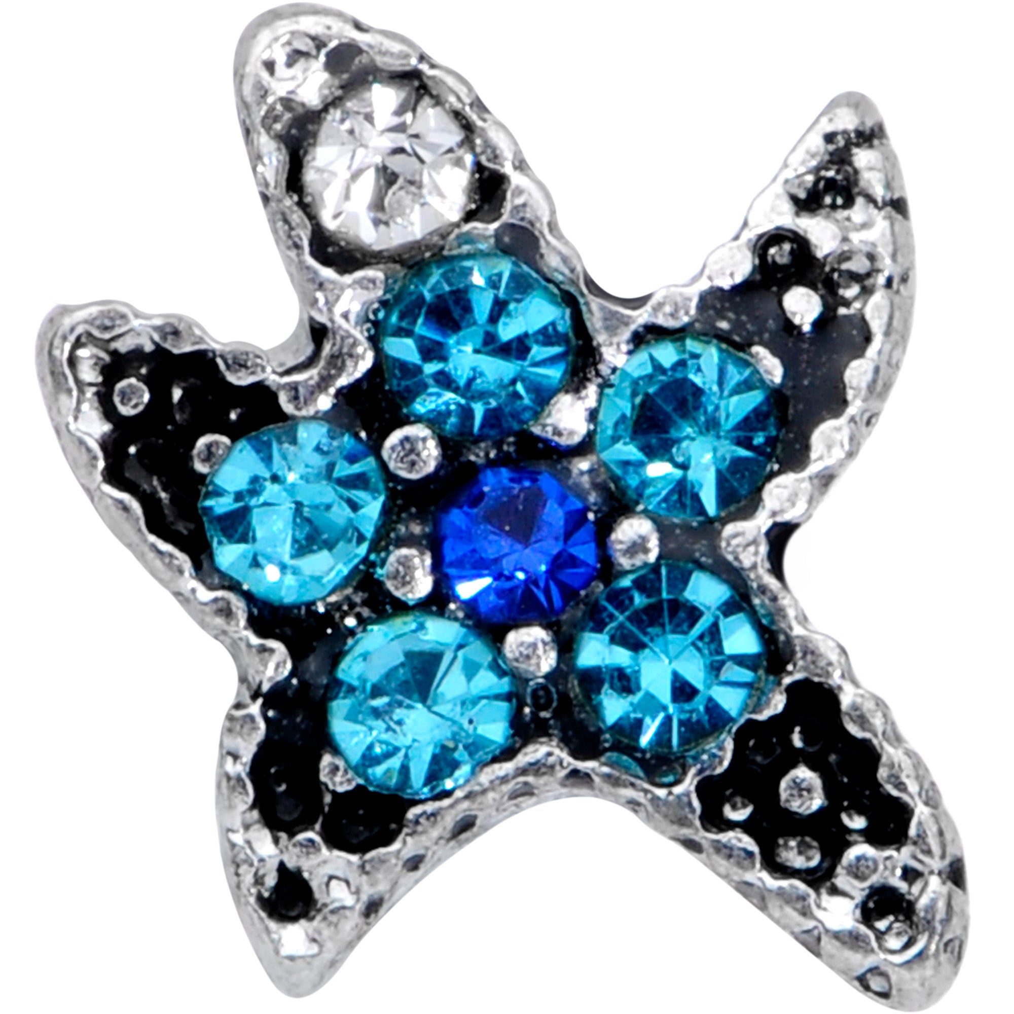 16G 5/16 Aqua Blue Gem Starfish Labret Monroe Tragus