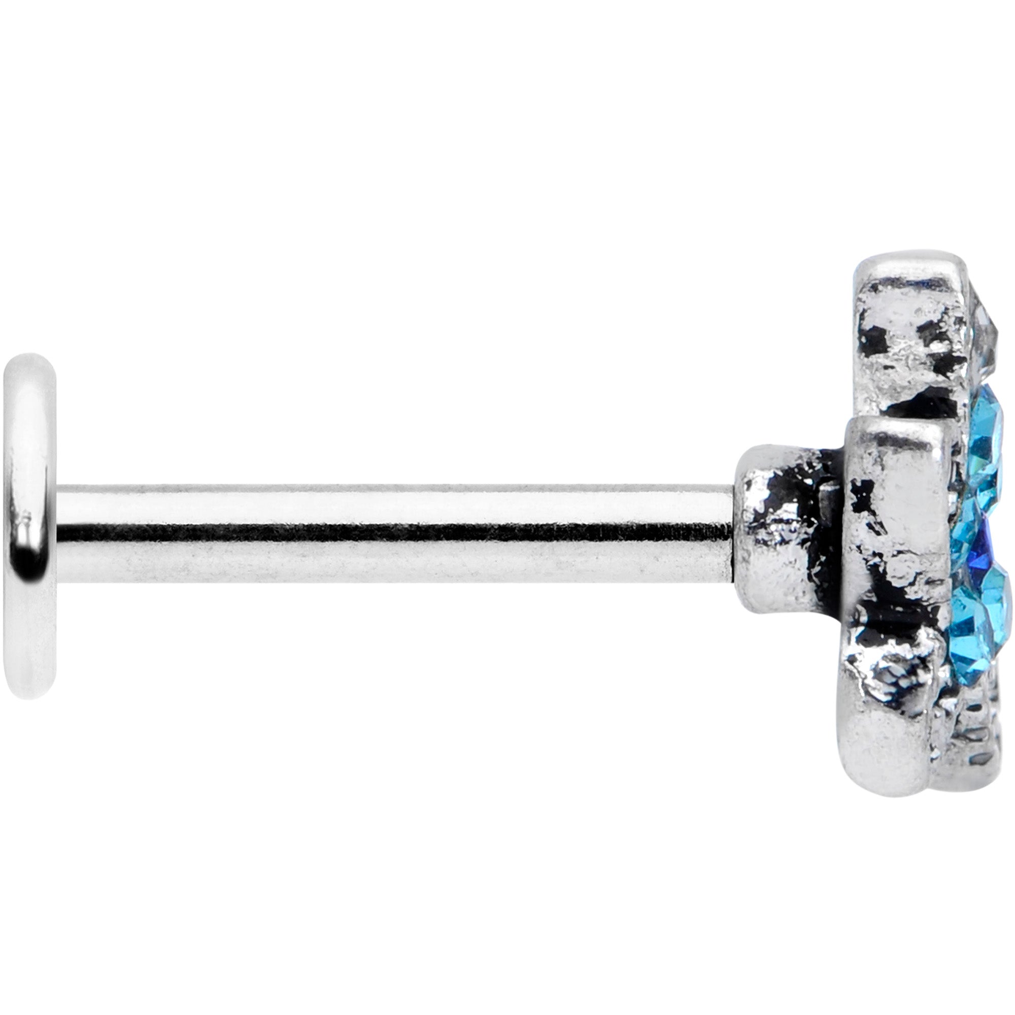 16G 5/16 Aqua Blue Gem Starfish Labret Monroe Tragus